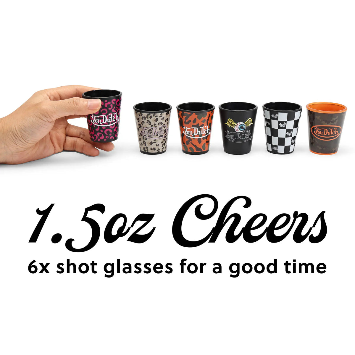 Iconic 6-Piece Shot Glass Set with Wooden Tray