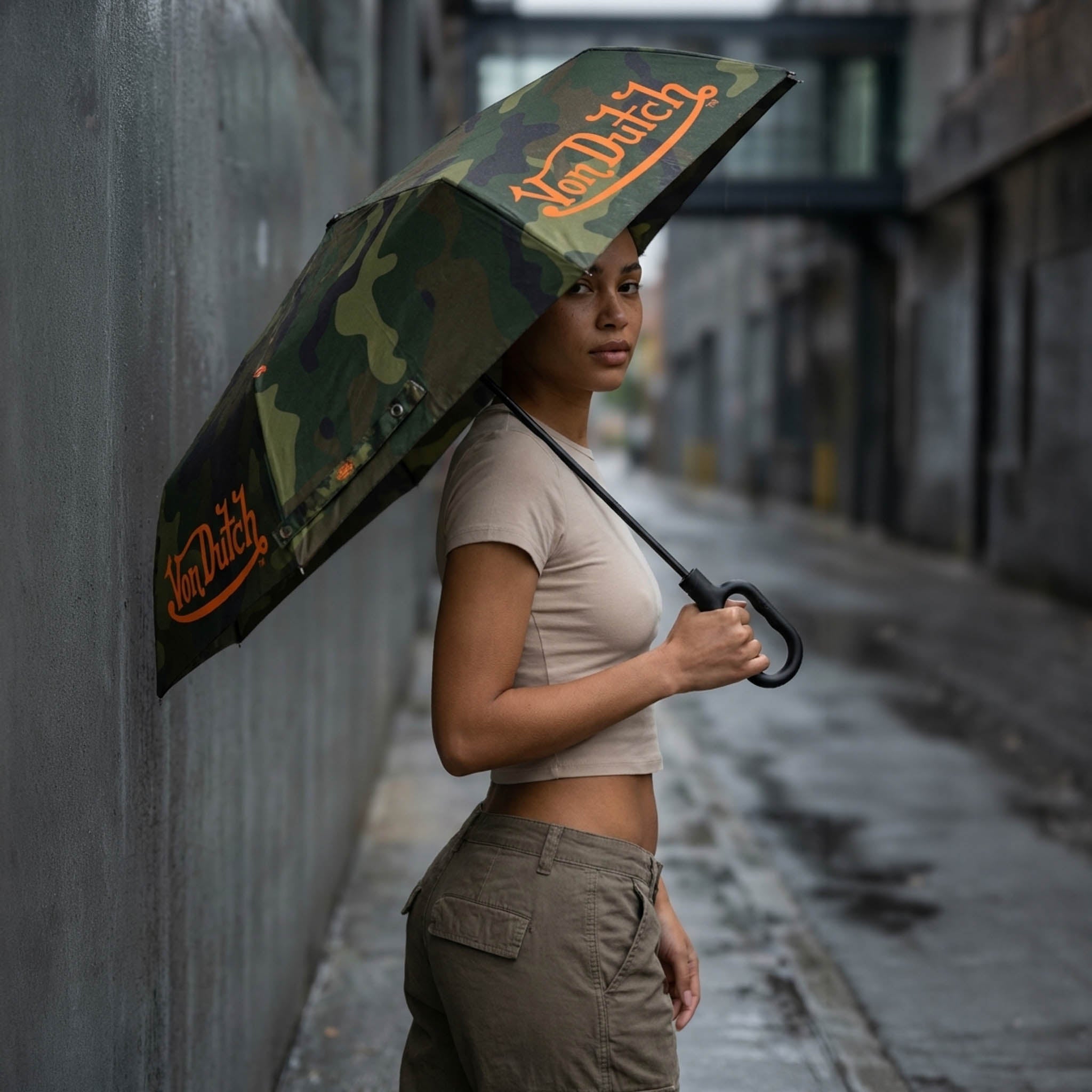 Camo Compact Automatic Umbrella with Clip Handle