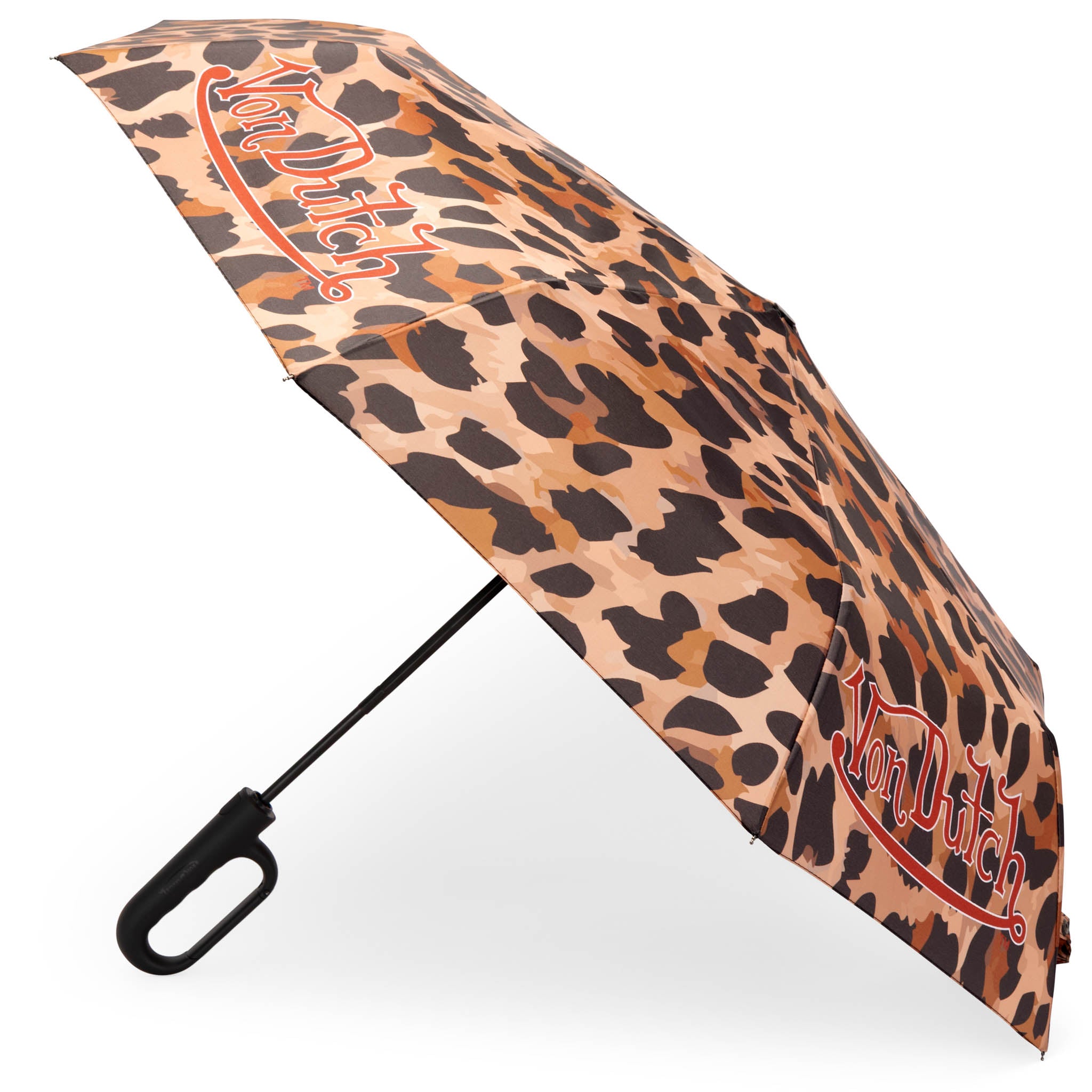Leopard Compact Automatic Umbrella with Clip Handle
