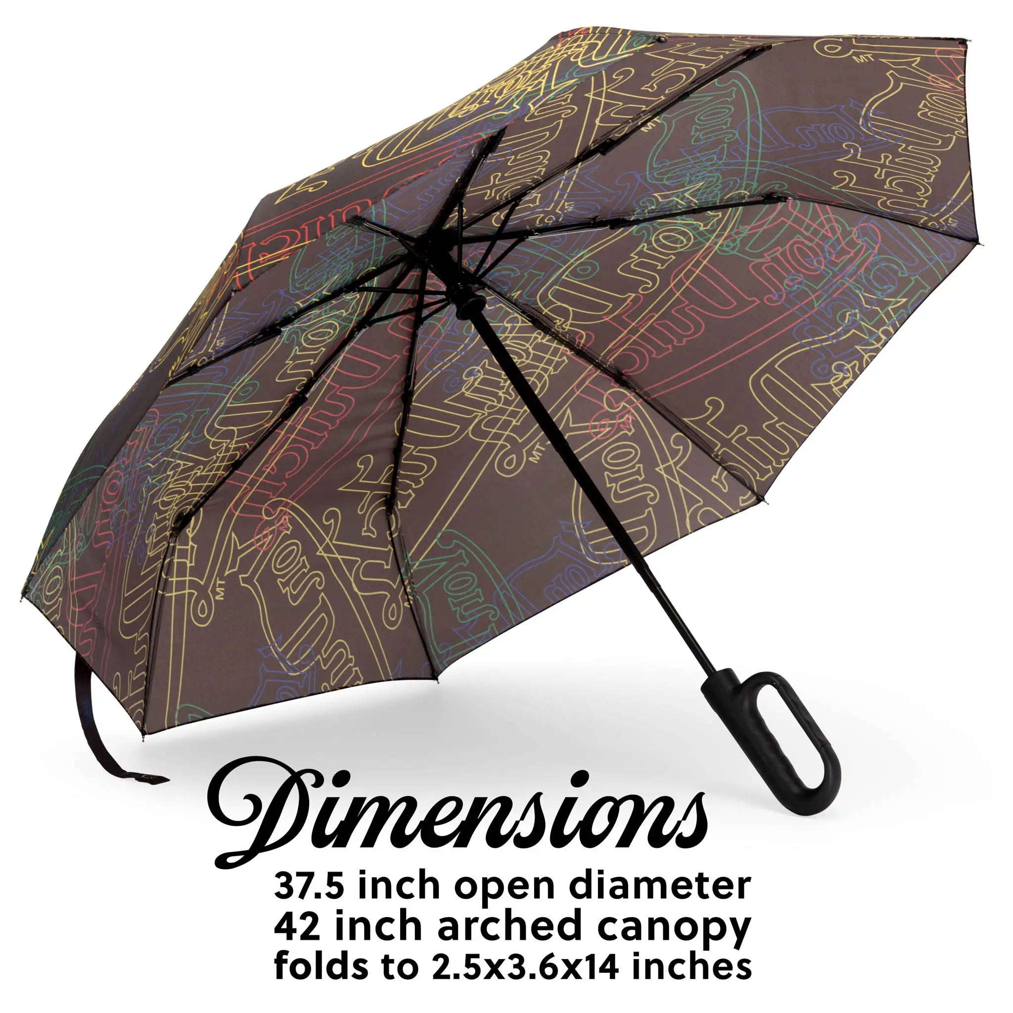 Neon Logo Compact Automatic Umbrella with Clip Handle
