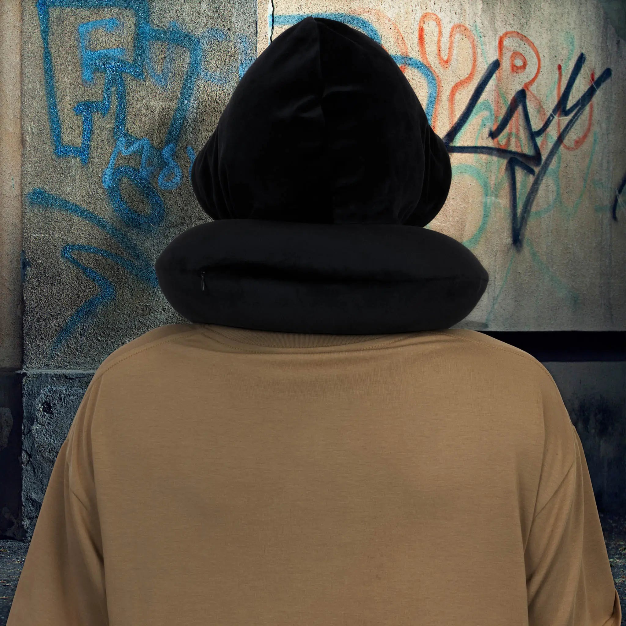 Pinstripe Hooded Memory Foam Travel Neck Pillow