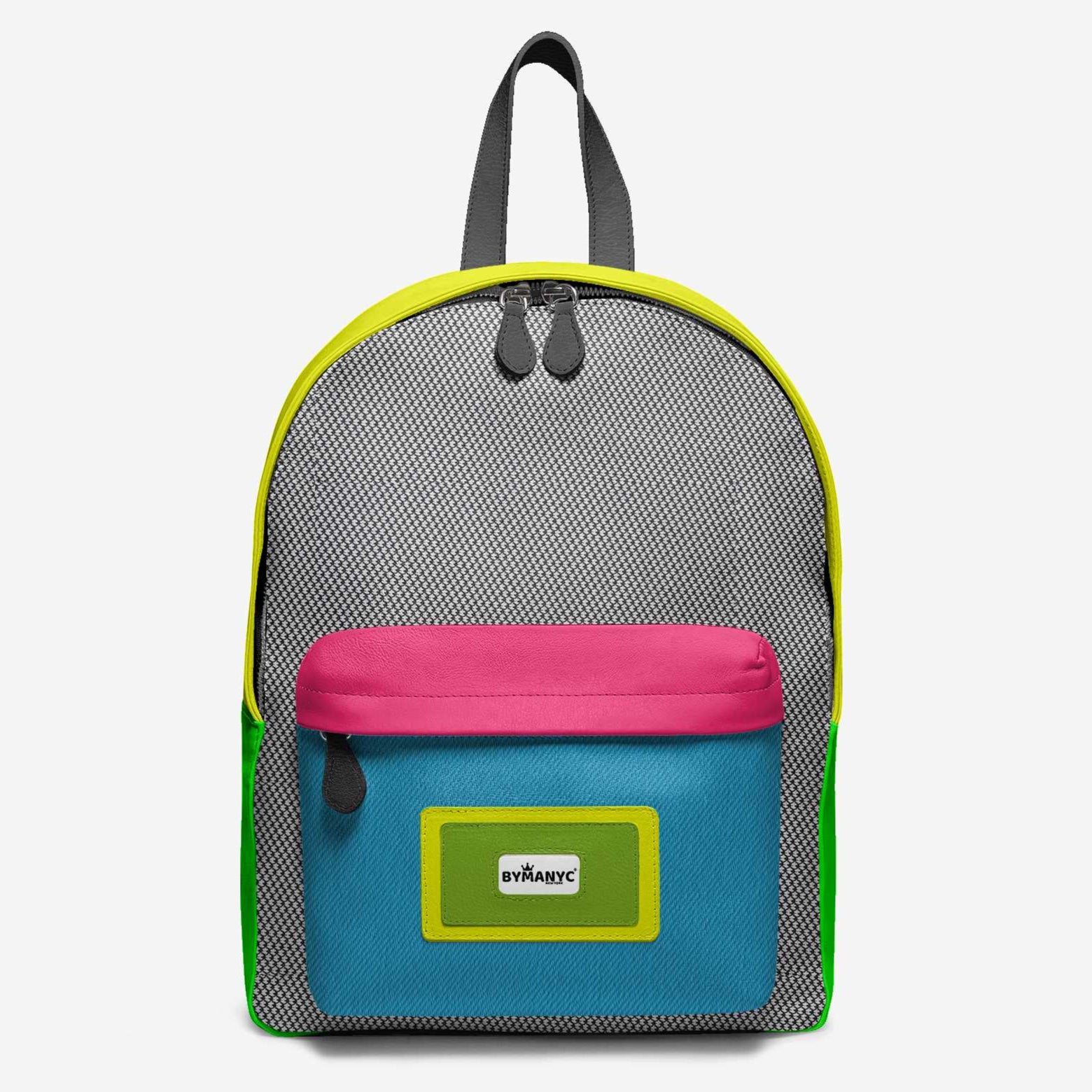Backpack with colorful design on a white background