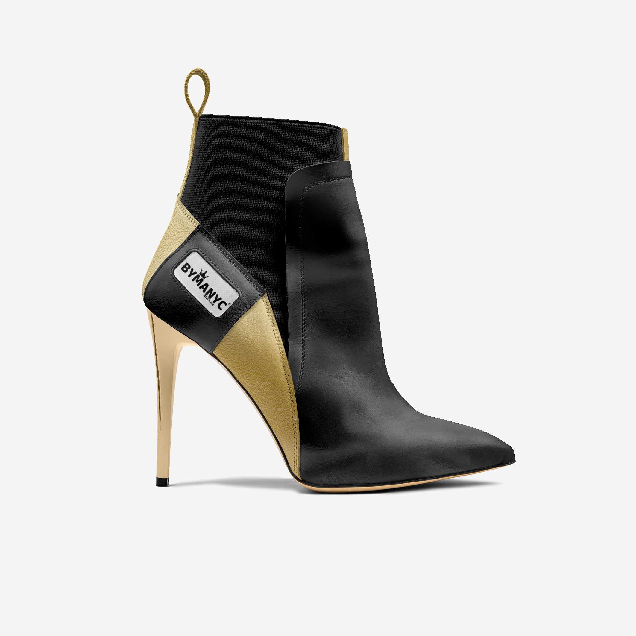 Vegan Heeled Shoe Women BYMANYC ® New York Tribeca Gold Flame