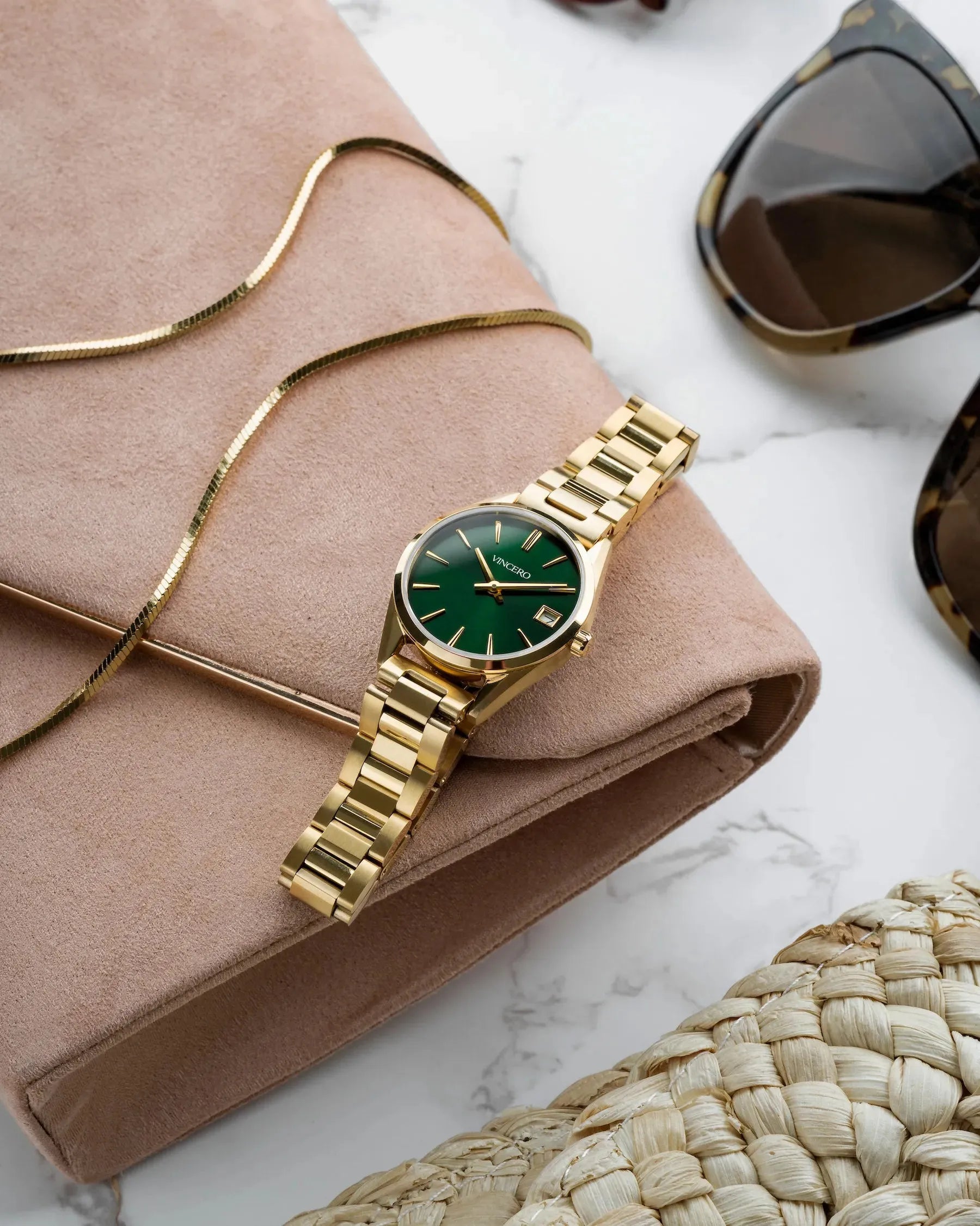 The Harper Men's Watches - Gold + Green