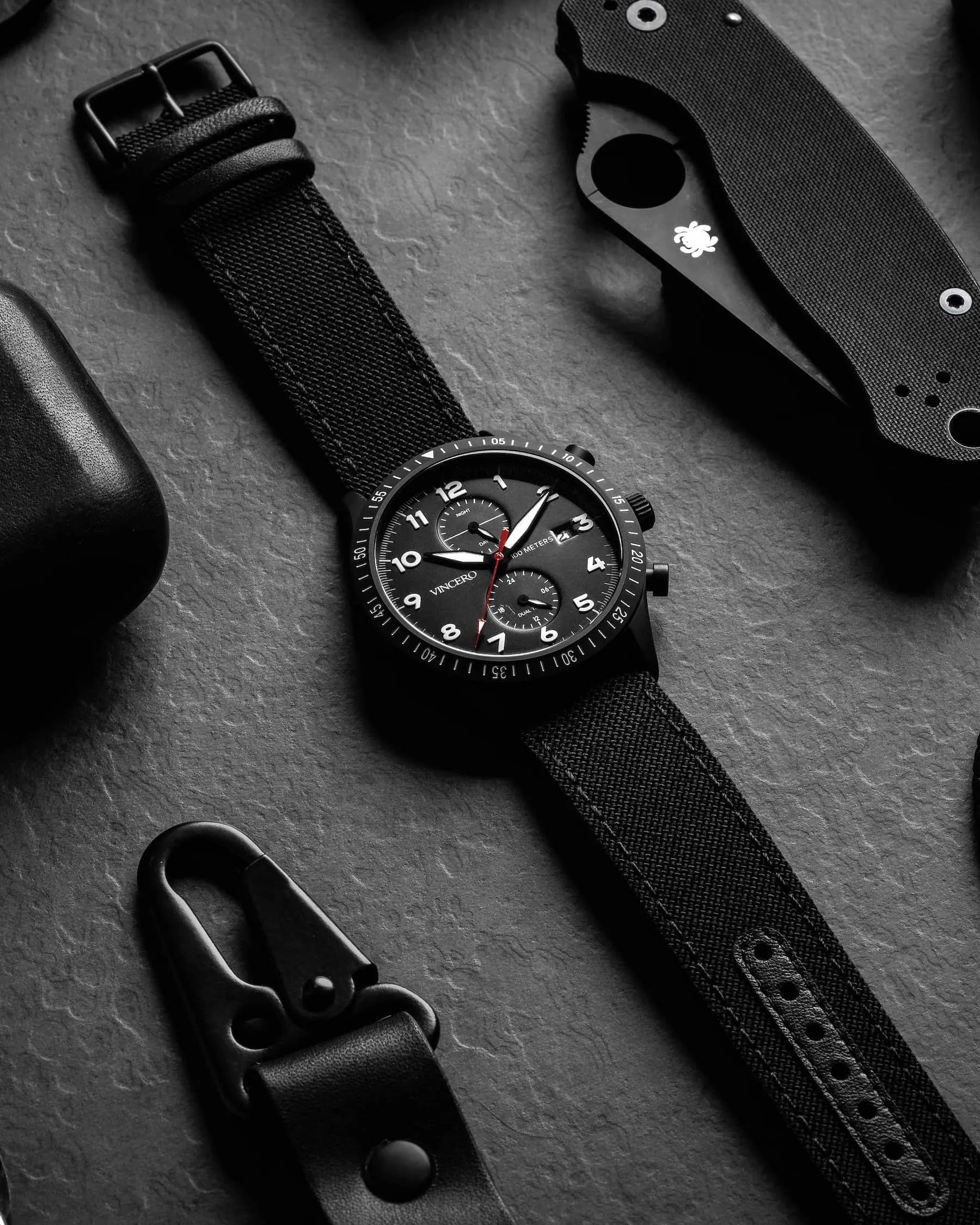 The Altitude Men's Watches - Matte Black/Red