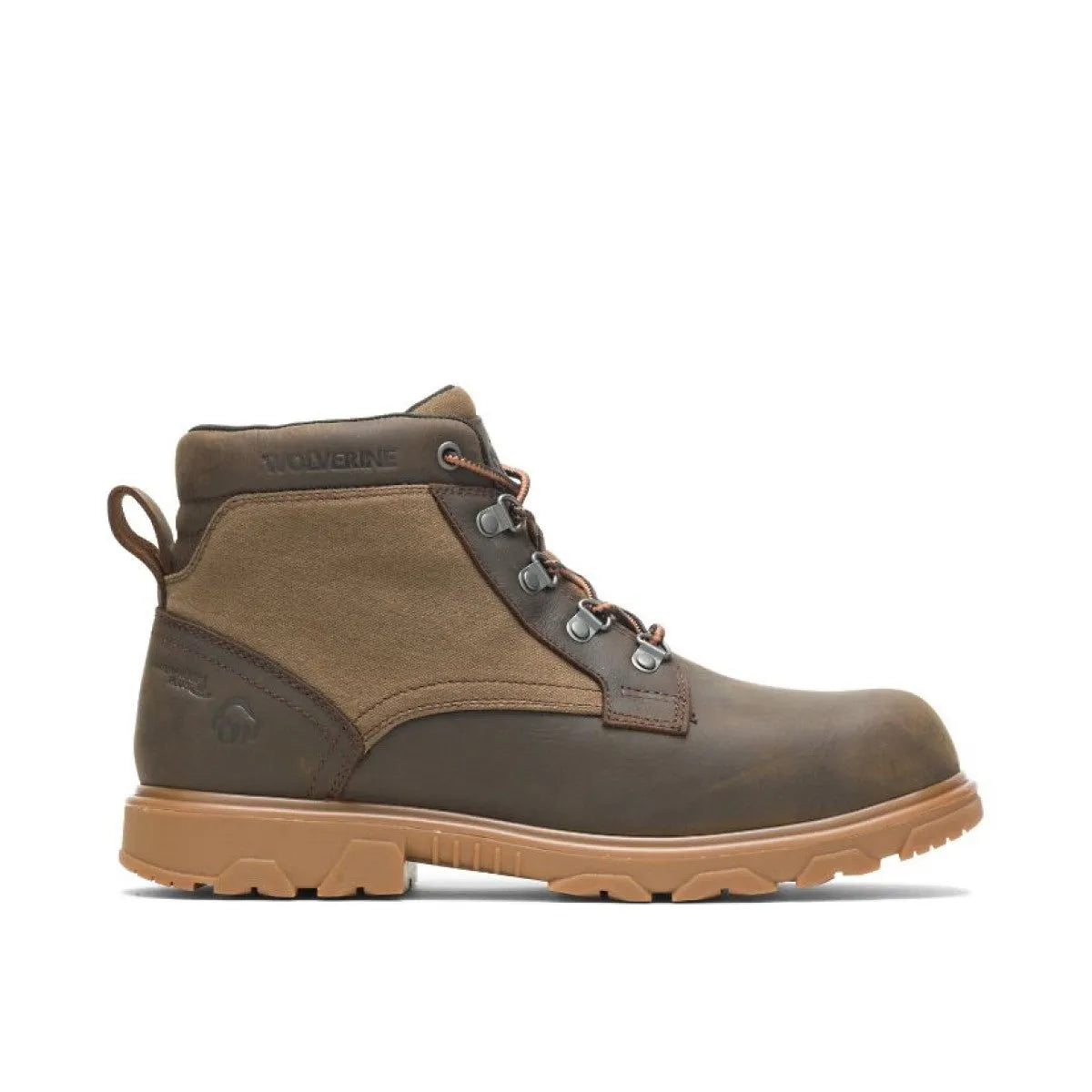 WOLVERINE W880200-EW DRUMMOND WP Men's (Extra Wide) Coffee Leather/Canvas Work Boots