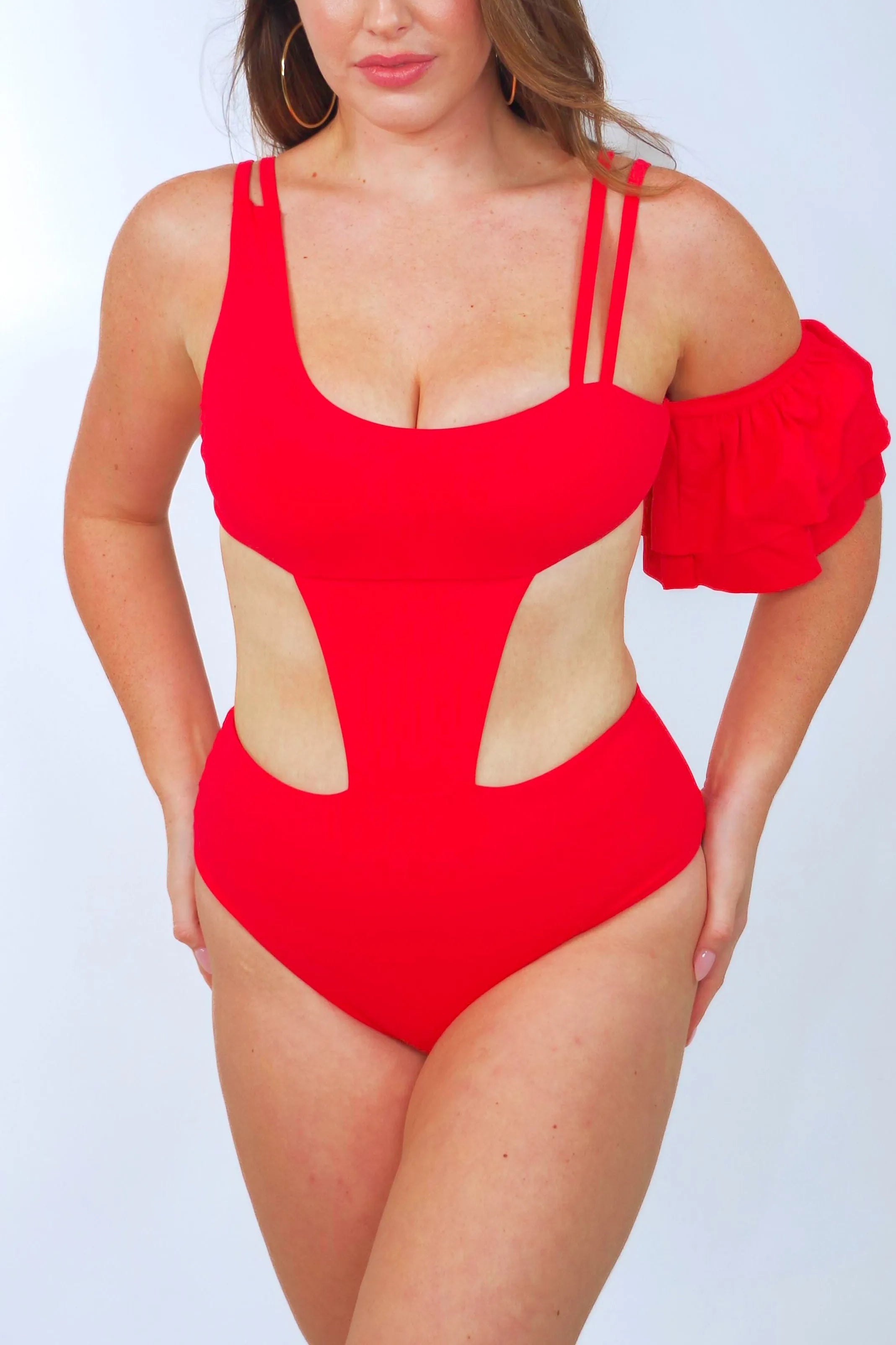 Rafa one piece swimsuit with ruffle sleeve