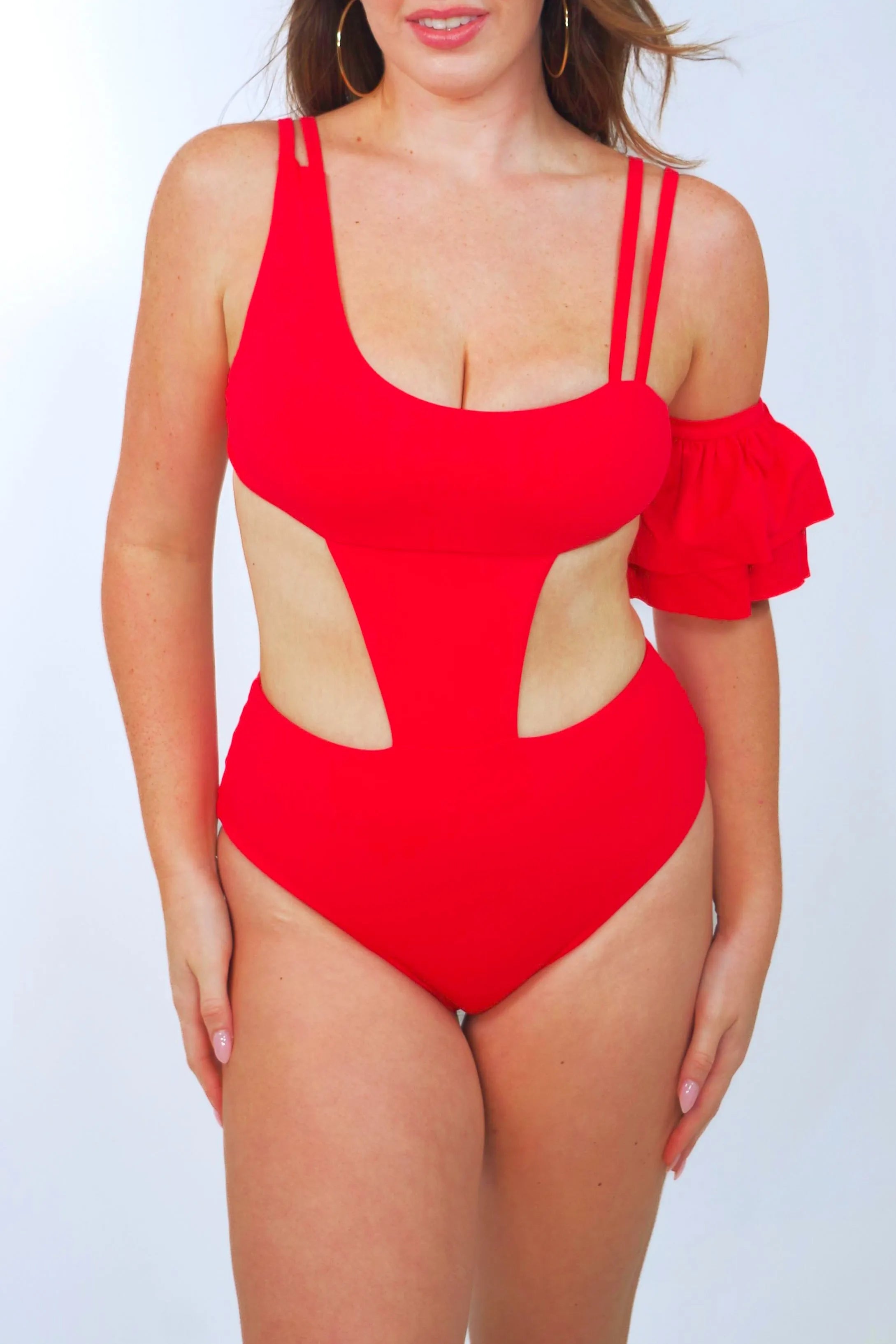 Rafa one piece swimsuit with ruffle sleeve
