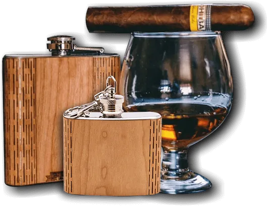 6 oz. Wooden Hip Flask (Happy Hour Collection)