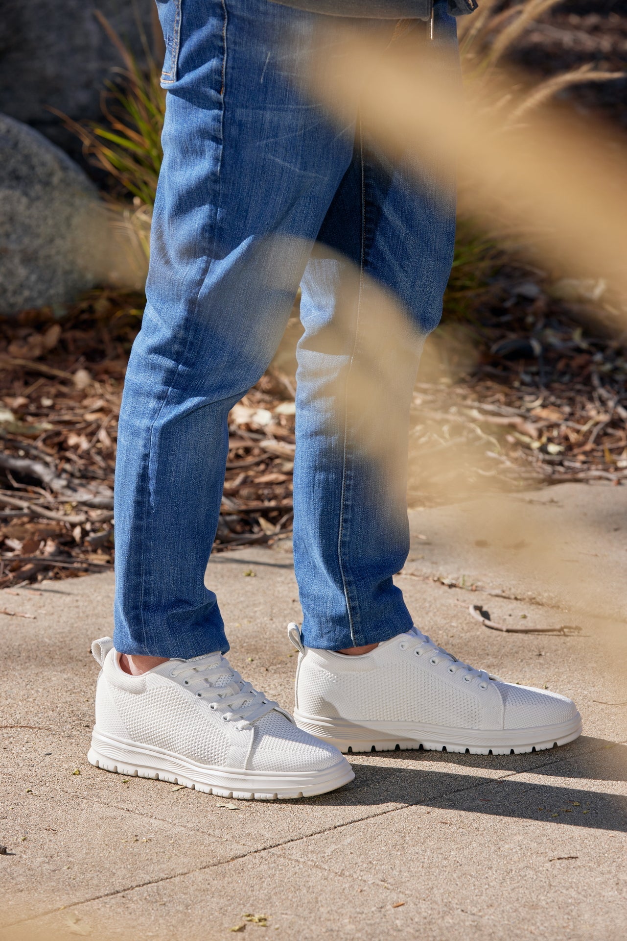 X2321 - 2.4 Inches Taller (White/White Sole) - Lace Up Men's Casual Sneakers