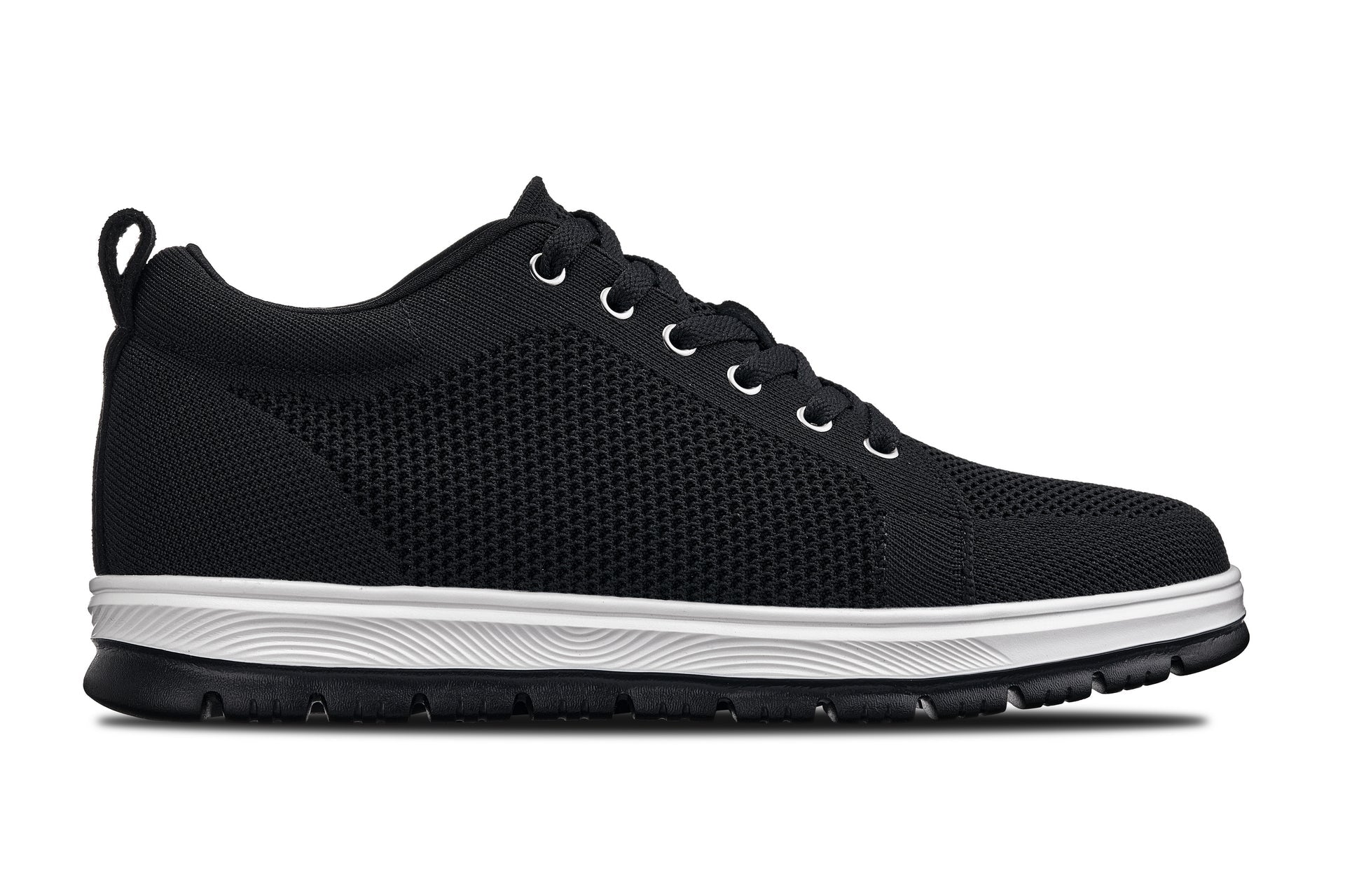 X2322 - 2.4 Inches Taller (Black/White & Black Sole) - Lace Up Casual Men's Sneaker