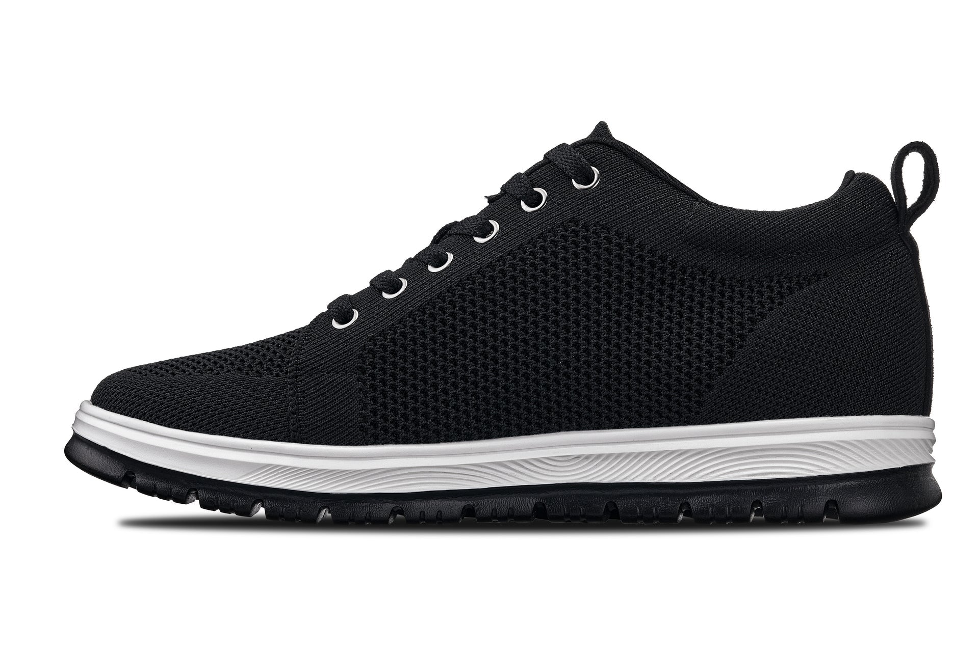 X2322 - 2.4 Inches Taller (Black/White & Black Sole) - Lace Up Casual Men's Sneaker