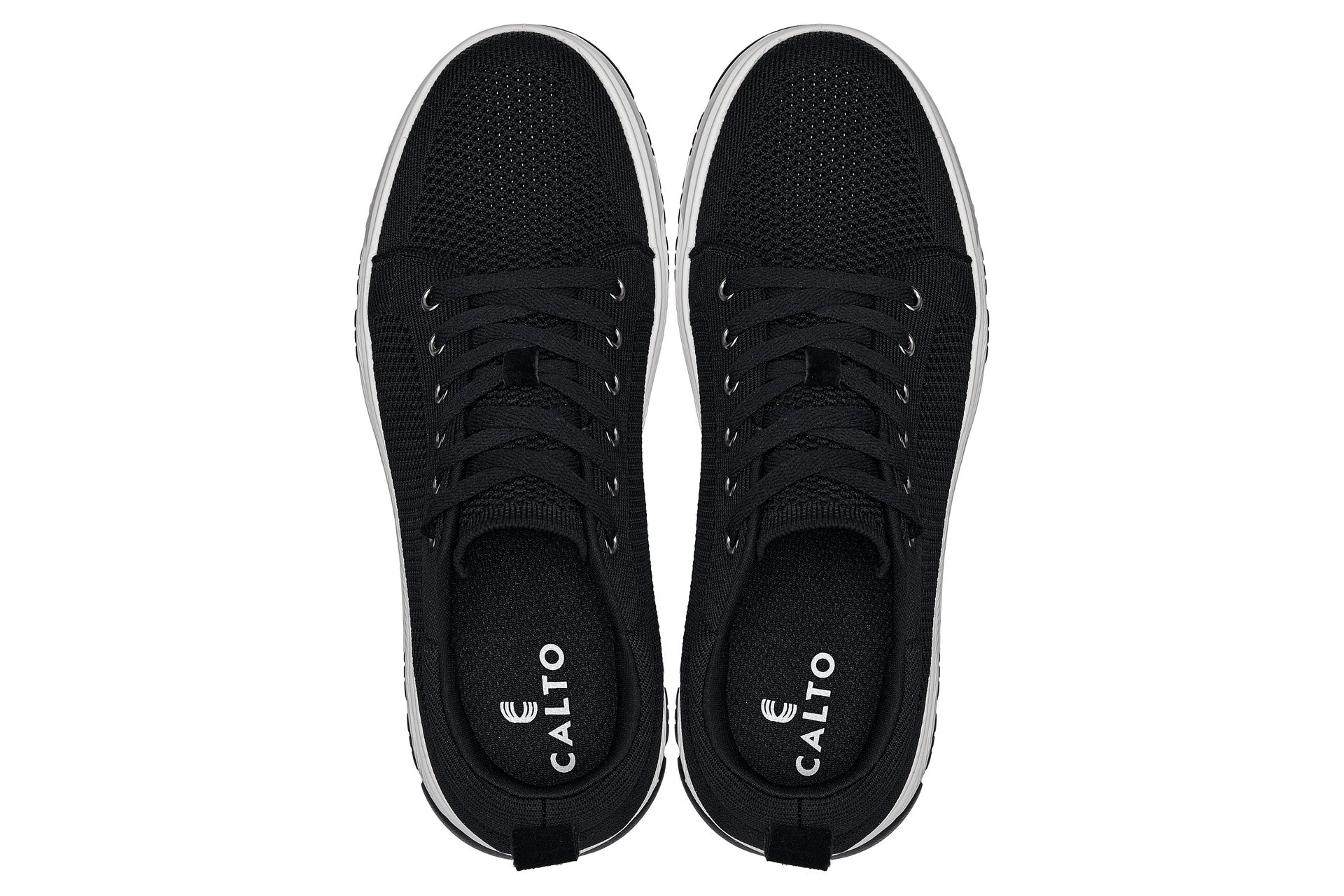 X2322 - 2.4 Inches Taller (Black/White & Black Sole) - Lace Up Casual Men's Sneaker