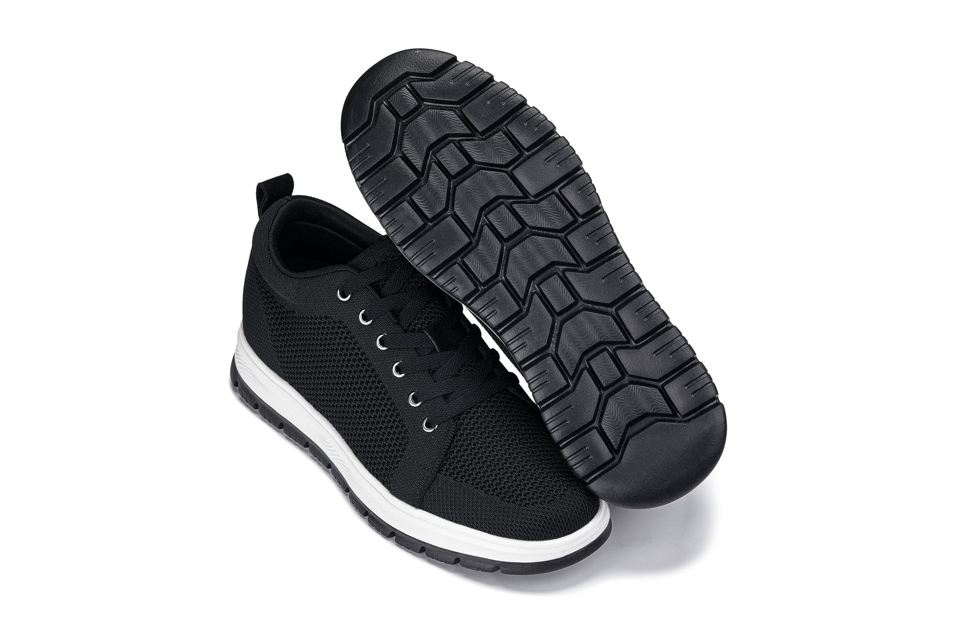 X2322 - 2.4 Inches Taller (Black/White & Black Sole) - Lace Up Casual Men's Sneaker