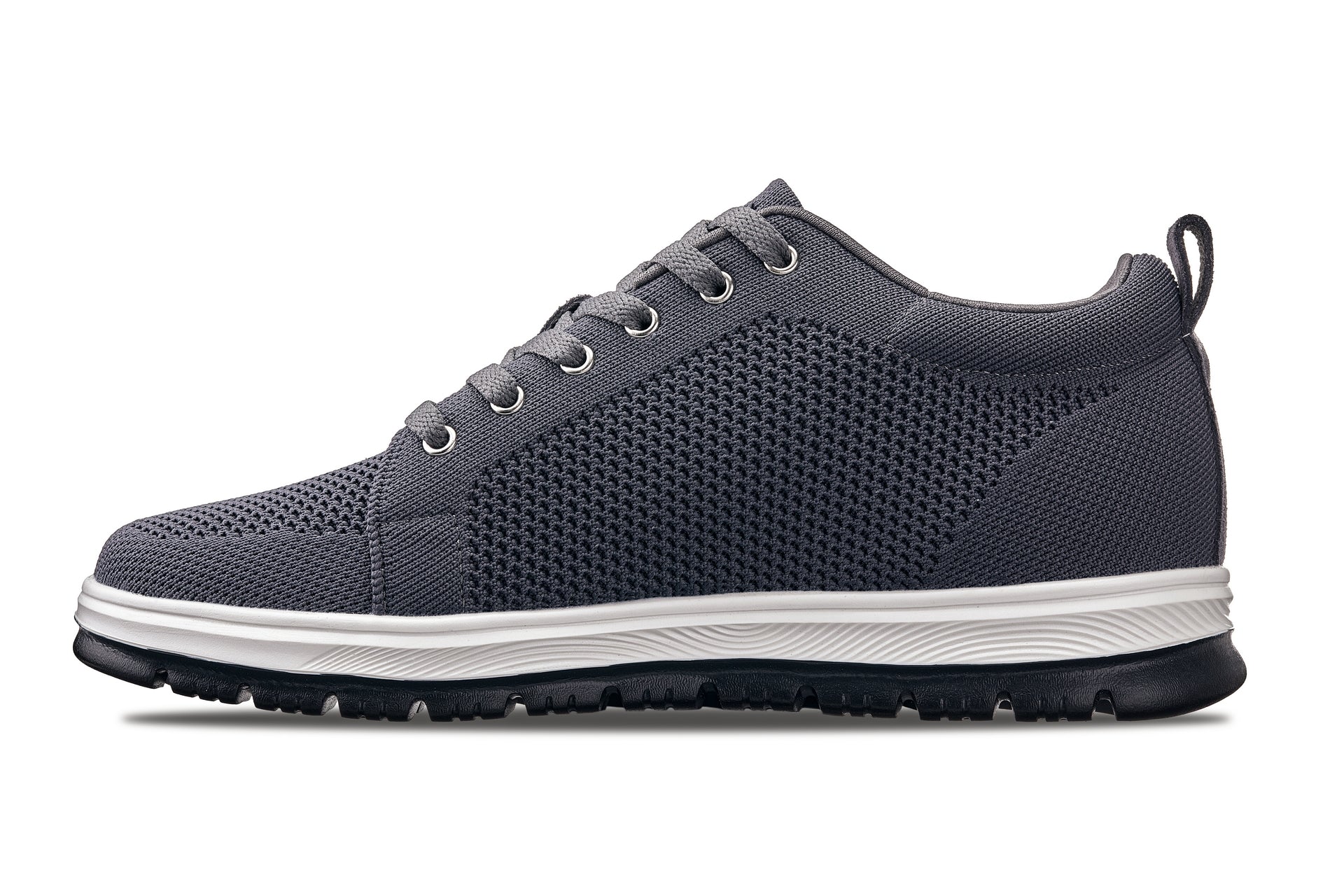 X2323 - 2.4 Inches Taller (Iron Grey/White & Black Sole) - Lace Up Casual Men's Sneakers