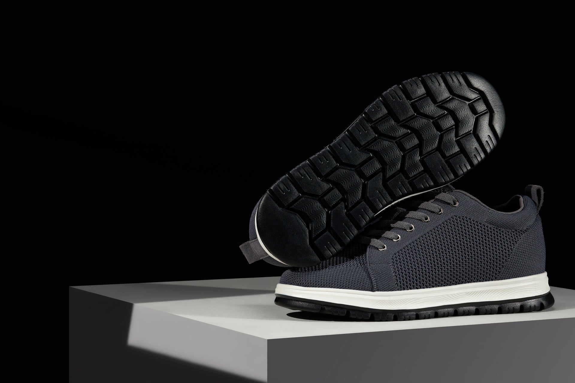 X2323 - 2.4 Inches Taller (Iron Grey/White & Black Sole) - Lace Up Casual Men's Sneakers