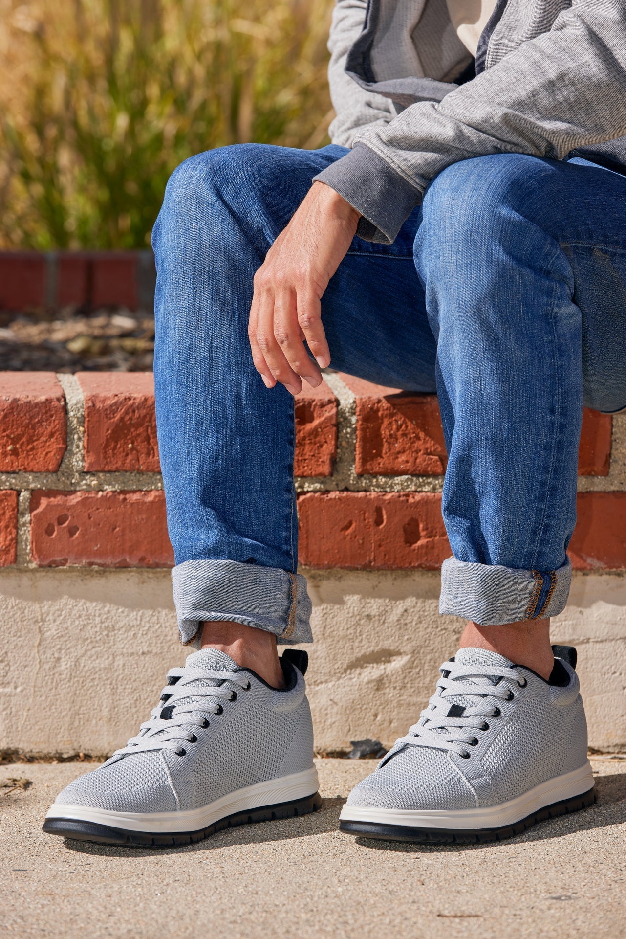 X2324 - 2.4 Inches Taller (Pewter Grey/White) - Lace Up Casual Men's Sneaker