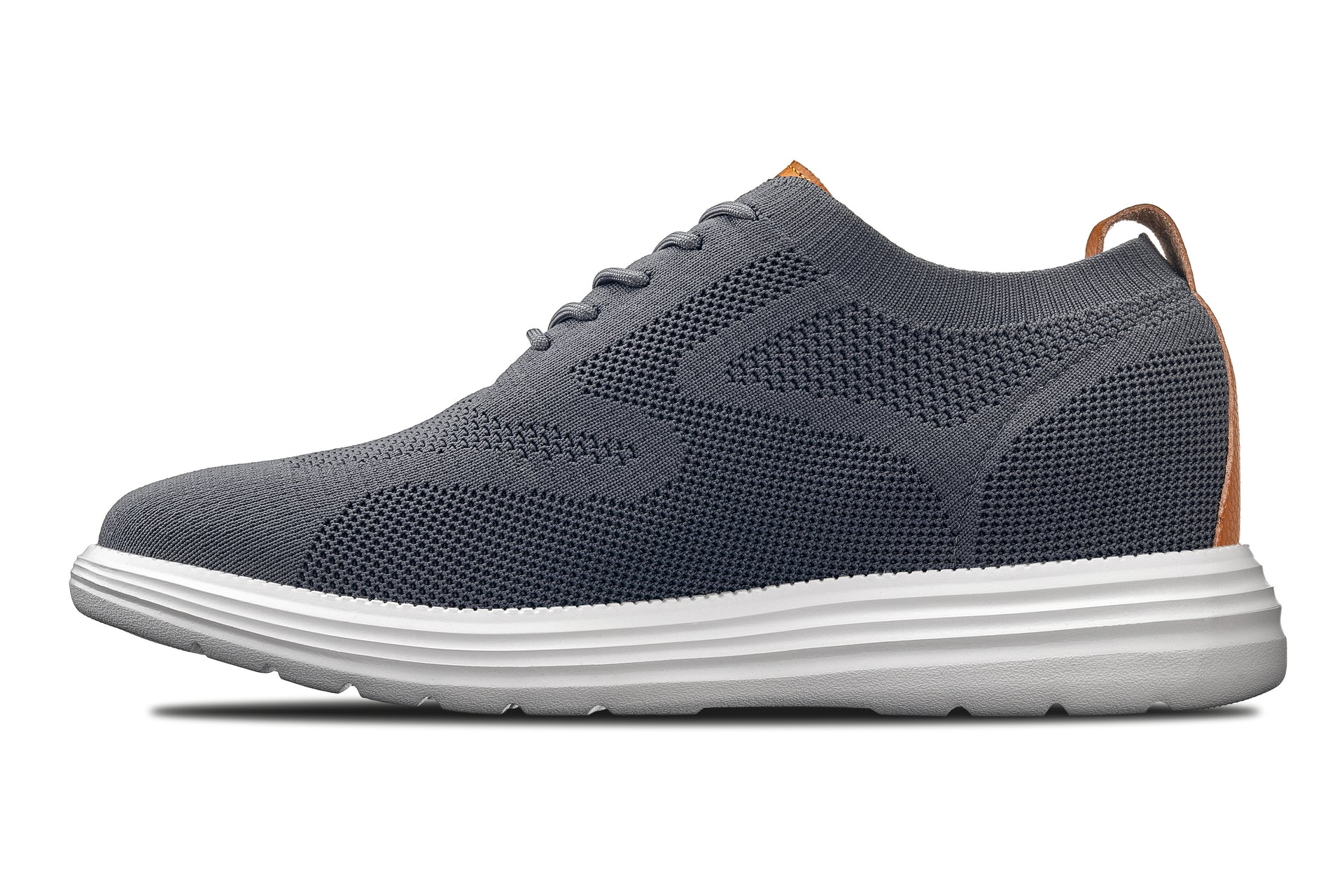 X2636 - 2.8 Inches Taller (Iron Grey/Brown) - Lace Up Casual Men's Walker Shoes