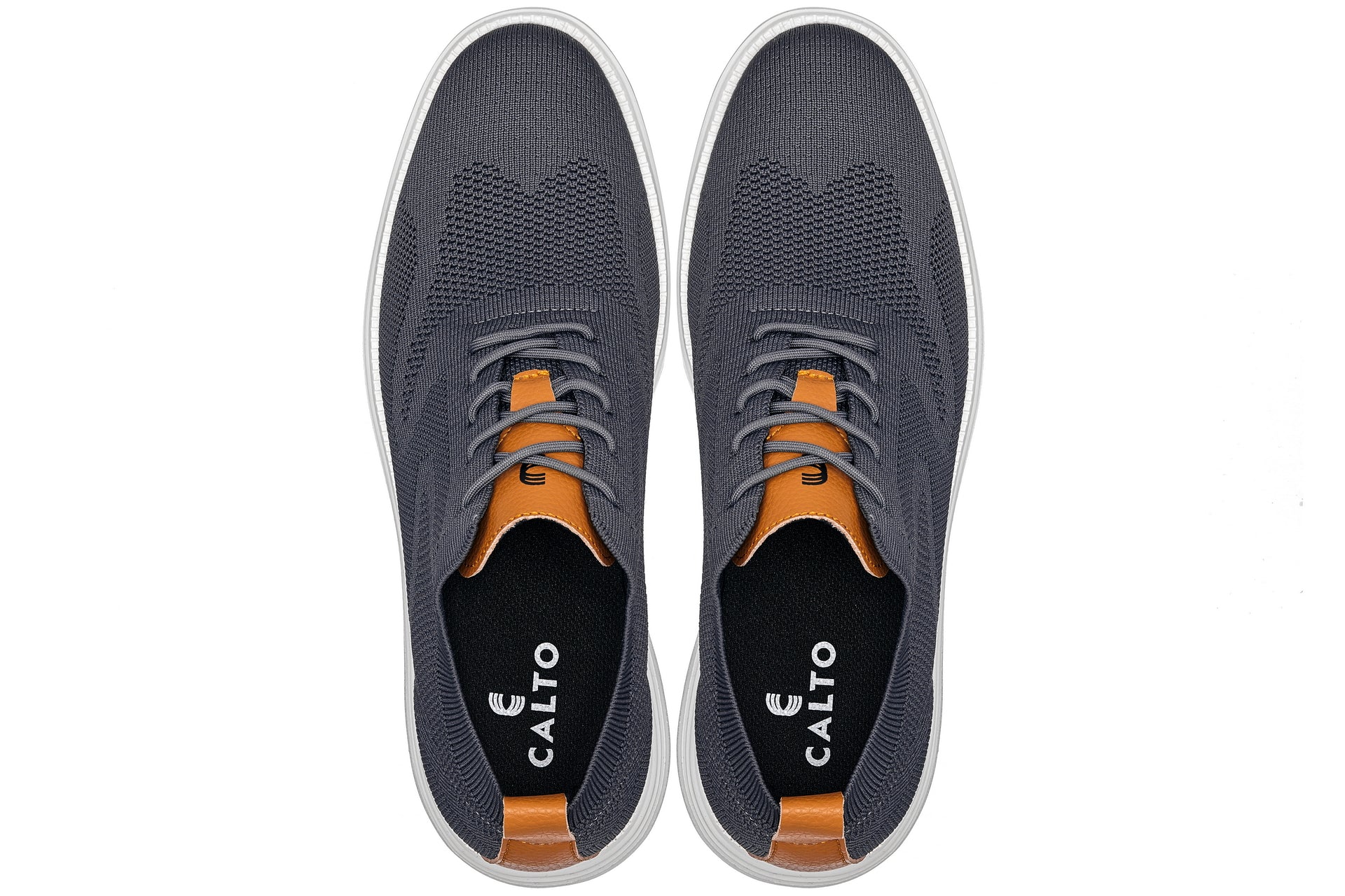 X2636 - 2.8 Inches Taller (Iron Grey/Brown) - Lace Up Casual Men's Walker Shoes