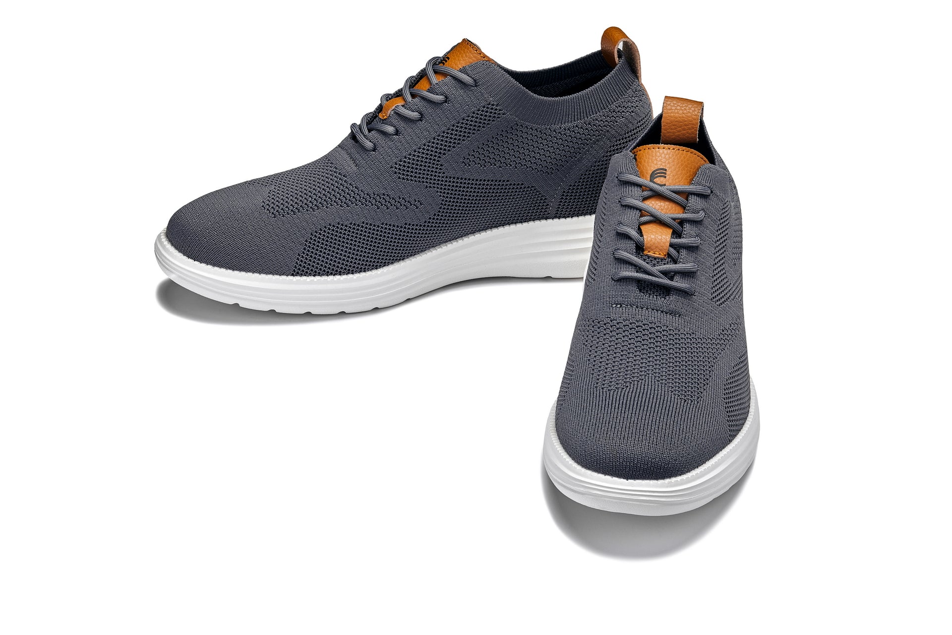 X2636 - 2.8 Inches Taller (Iron Grey/Brown) - Lace Up Casual Men's Walker Shoes
