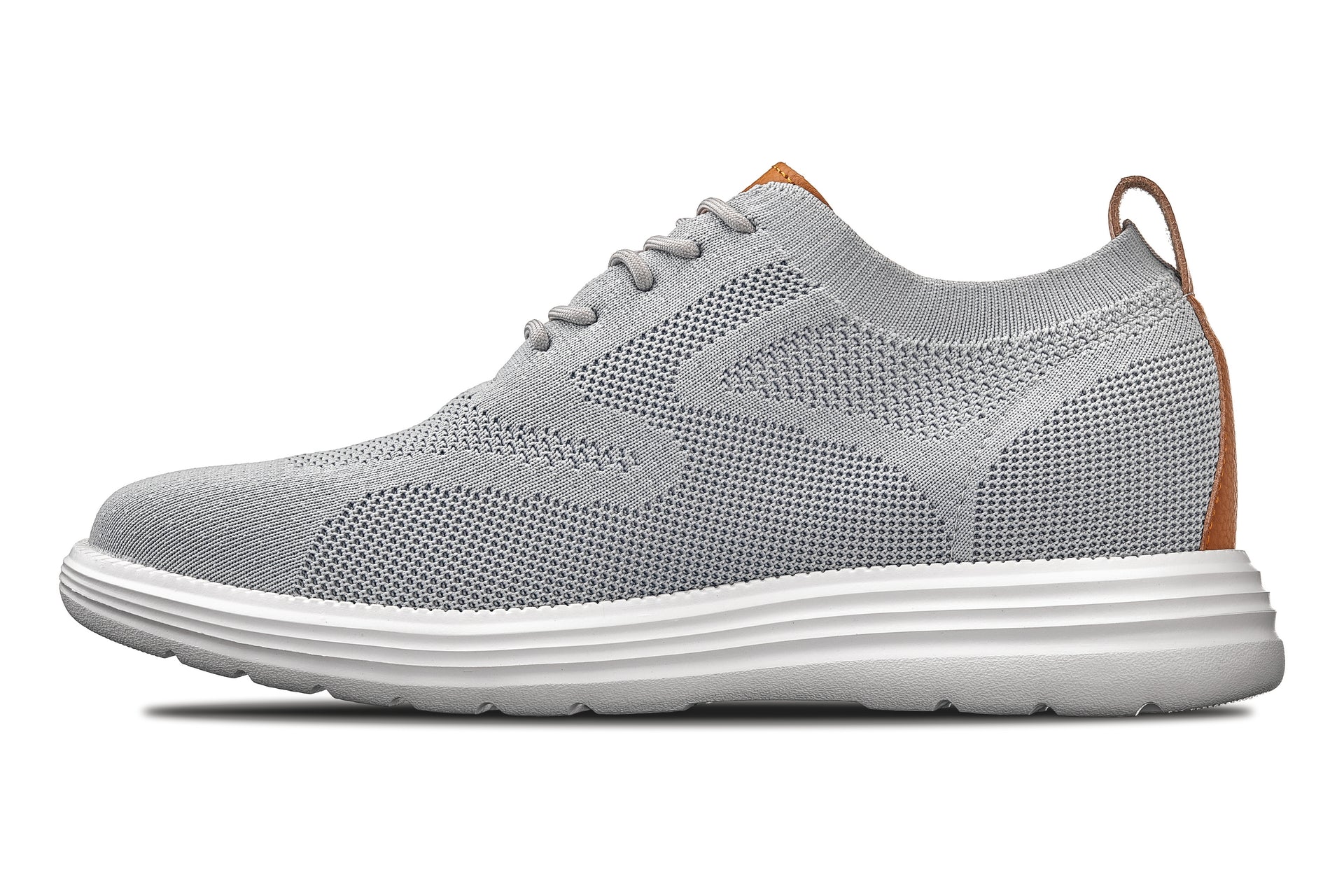 X2637 - 2.8 Inches Taller (Pewter Grey/Brown) - Lace Up Casual Men's Walker Shoes