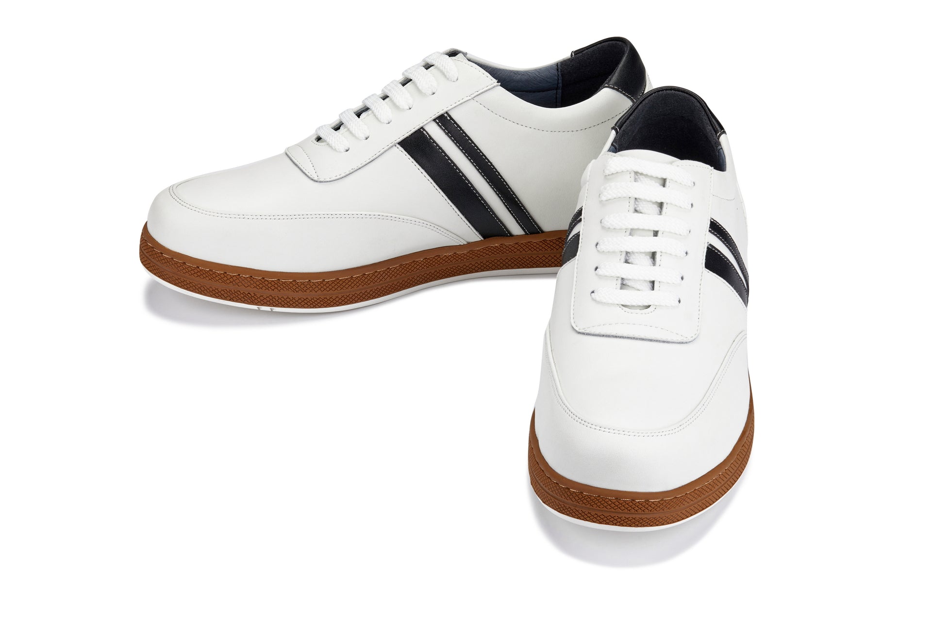 Y2821 - White Leather Men's Sneakers - 2.8 inches