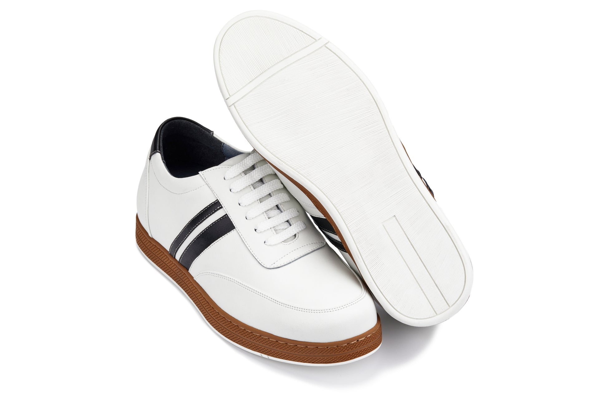 Y2821 - White Leather Men's Sneakers - 2.8 inches
