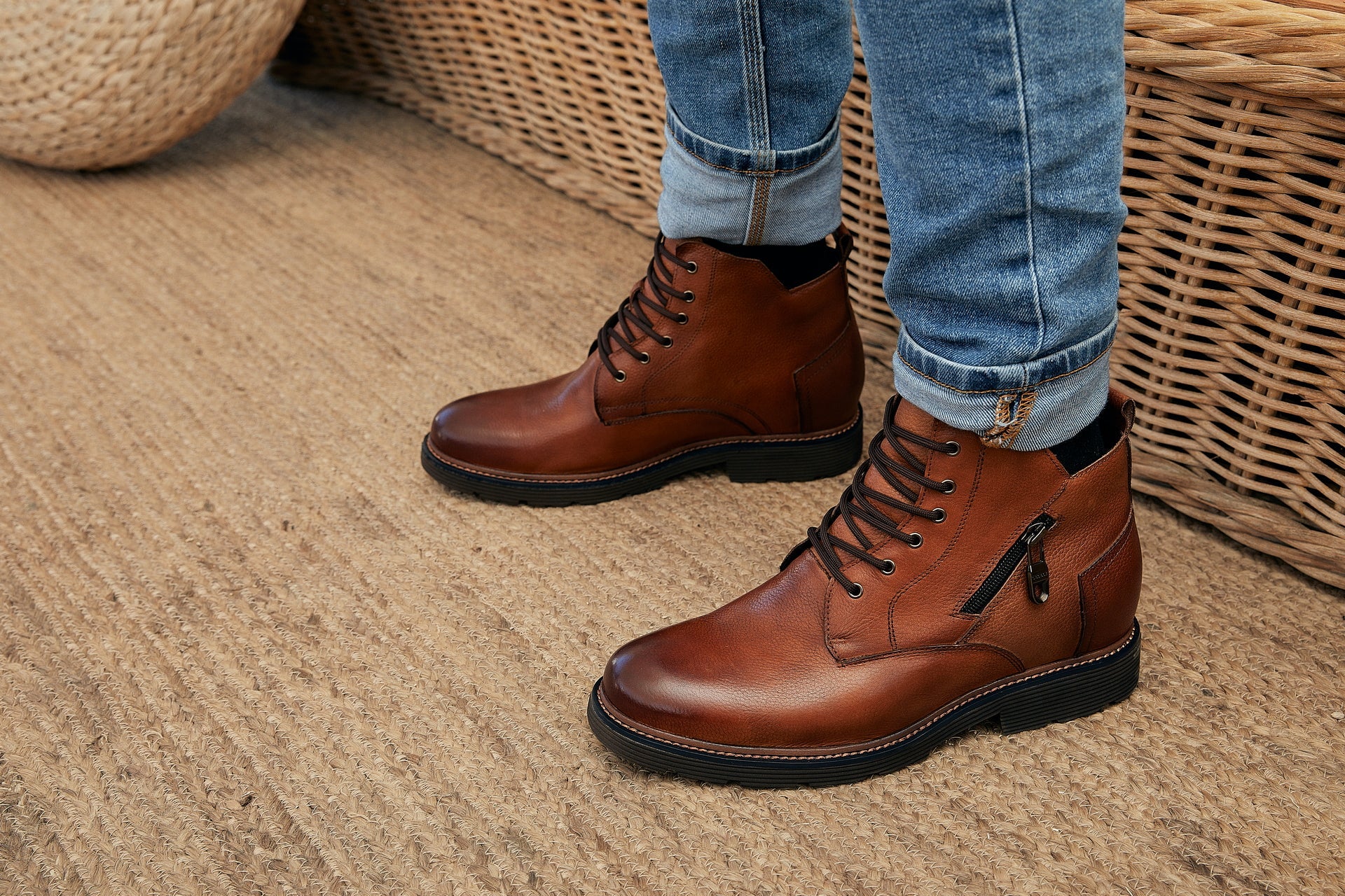 Y42072 - 2.8 Inches Taller (Brown) - Dressy Casual Men's Boots