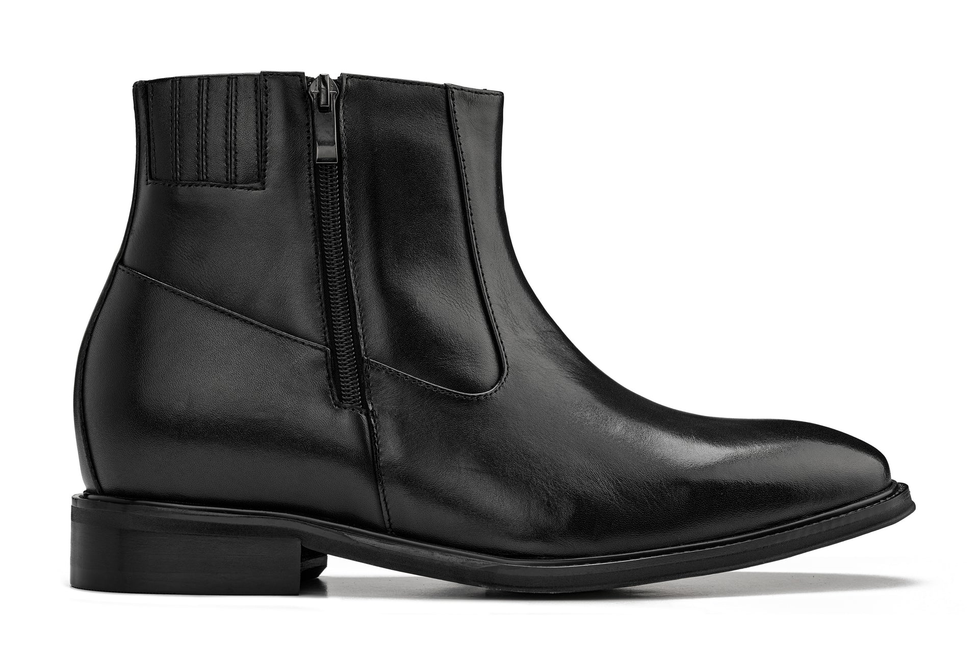 Y70621 - 2.8 Inches Taller (Black) - Lightweight Zipper Men's Boots