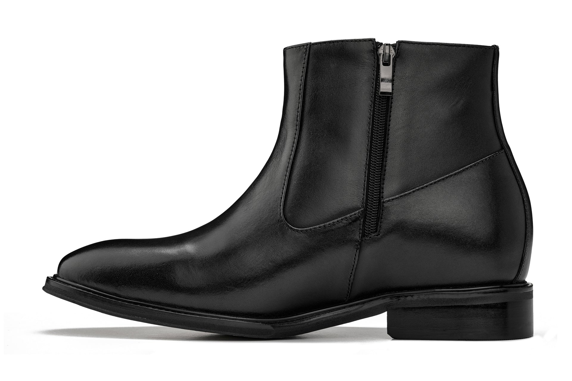 Y70621 - 2.8 Inches Taller (Black) - Lightweight Zipper Men's Boots