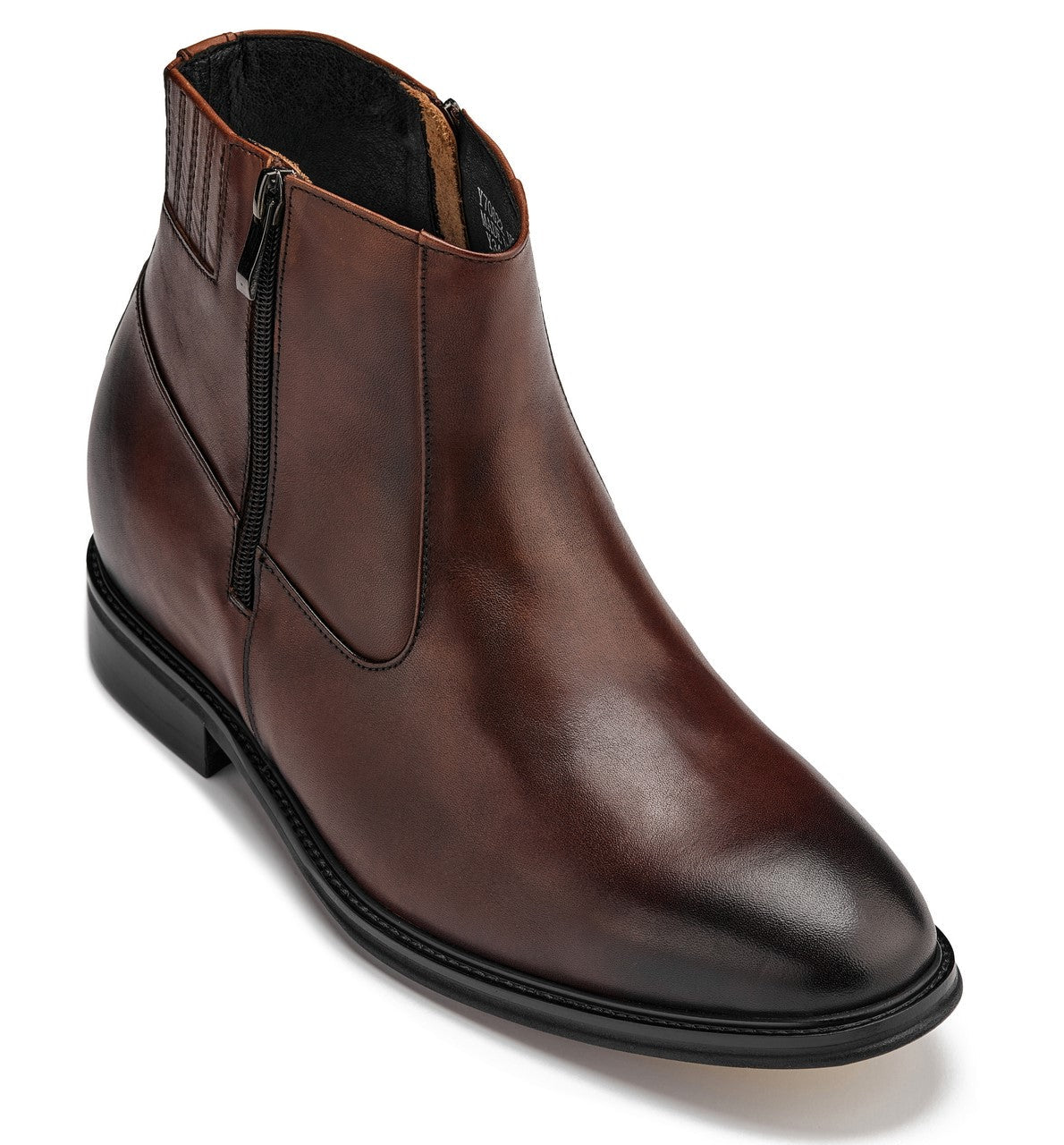 Y70622 - 2.8 Inches Taller (Coffee Brown) - Lightweight Zipper Men's Boots