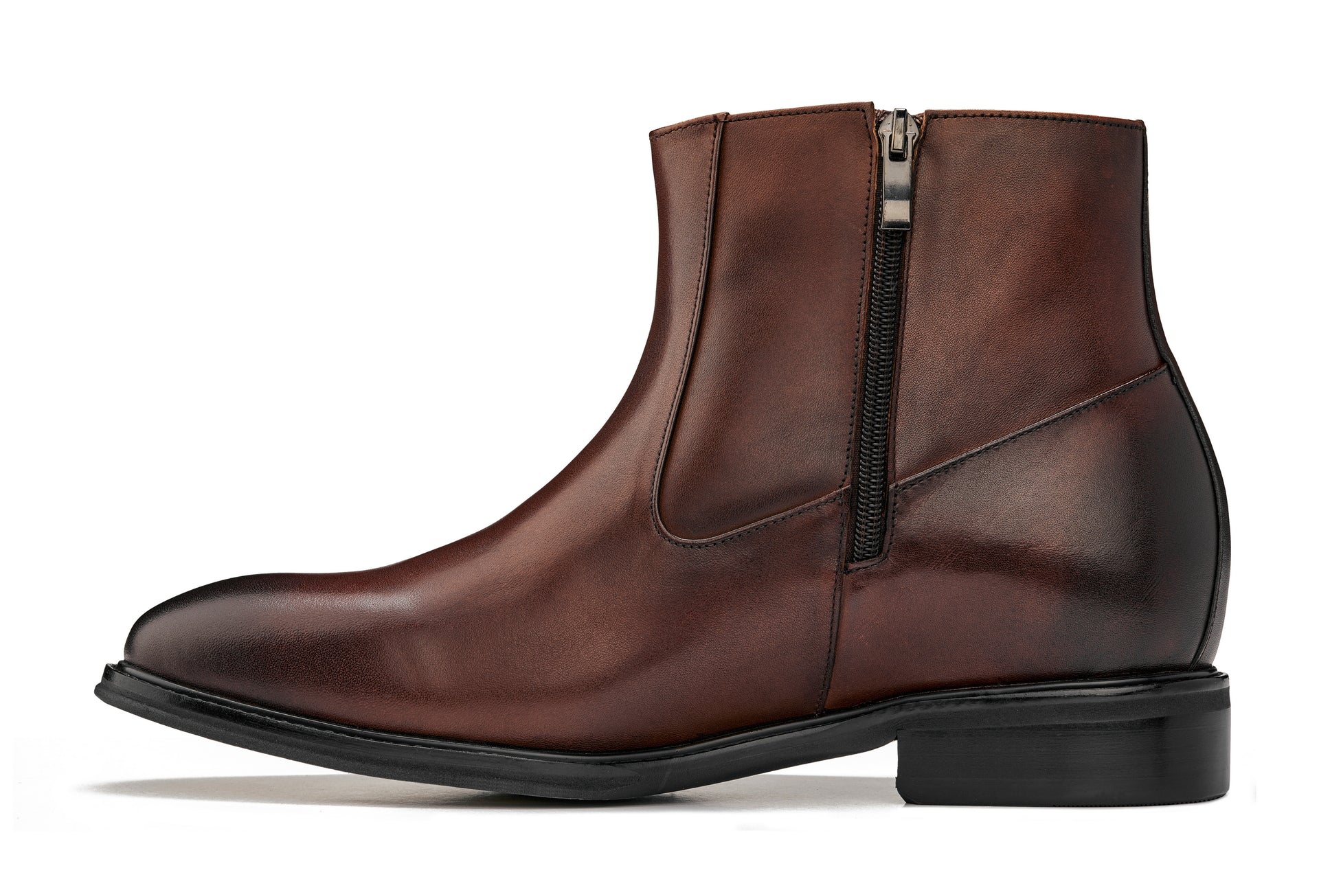 Y70622 - 2.8 Inches Taller (Coffee Brown) - Lightweight Zipper Men's Boots