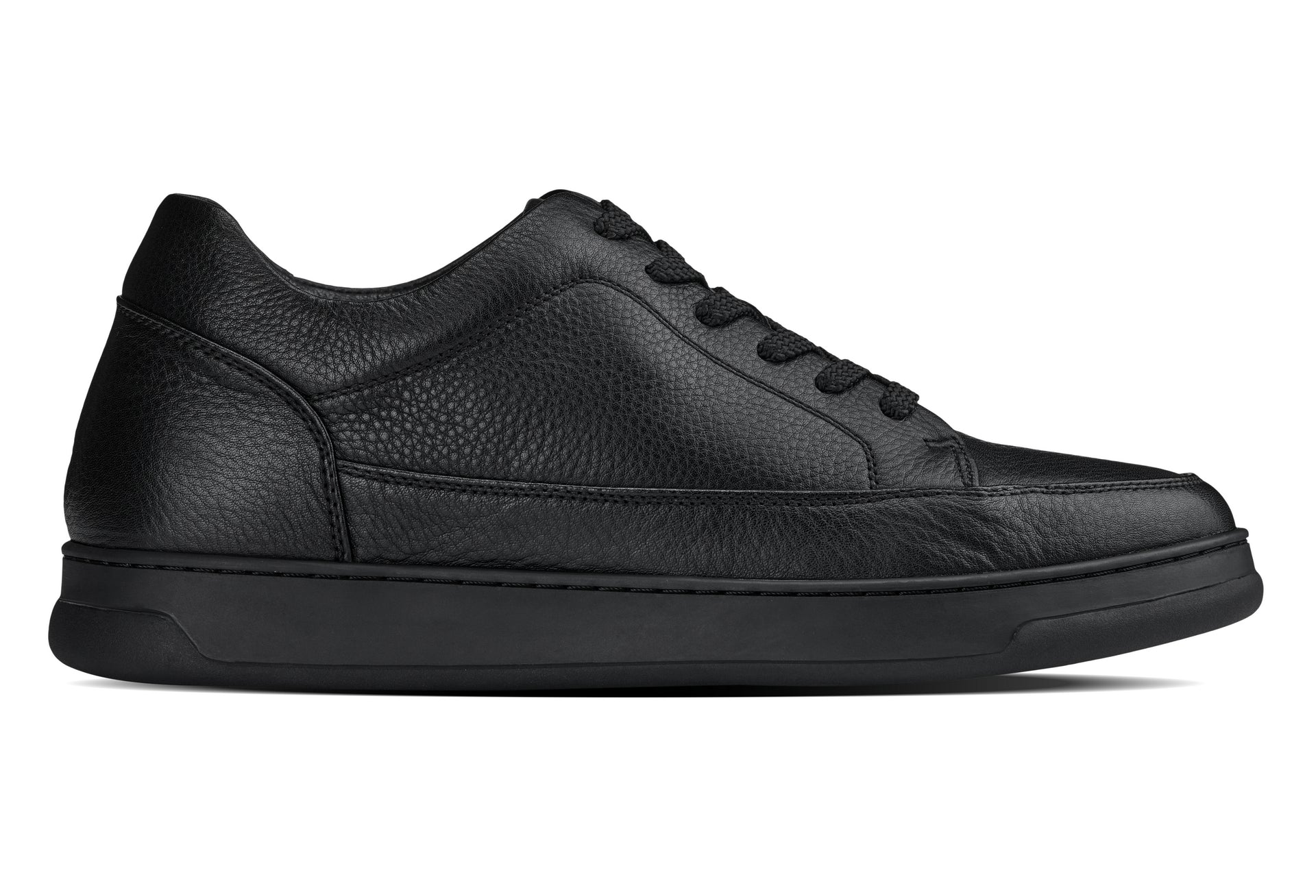 Y7111 - 2.6 Inches Taller (Black) - Elevated Pebble Grain Leather Men's Sneakers