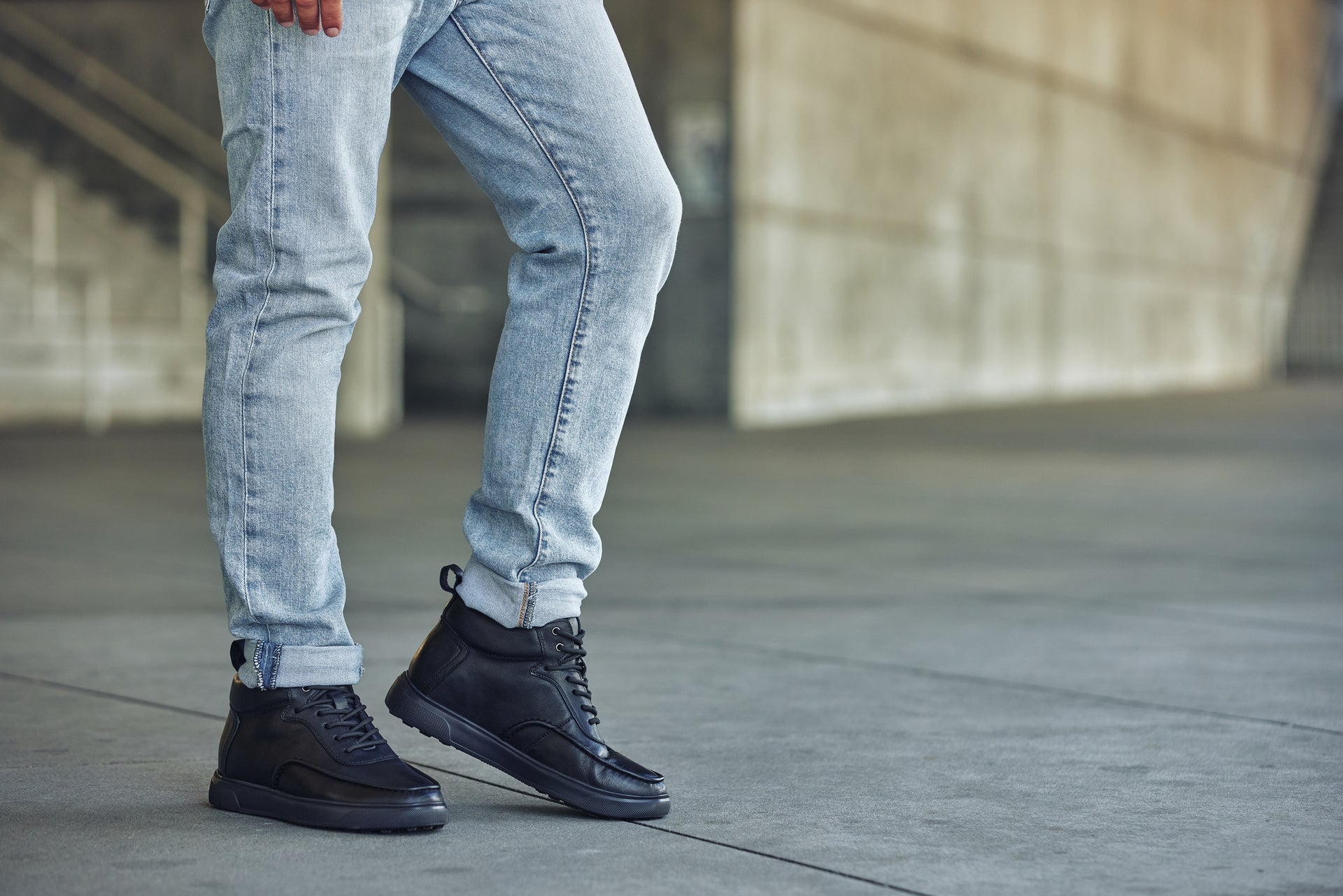 Y7112 - 2.8 Inches Taller (Black) - Nappa Leather Moc-Toe Men's Sneak-Boots