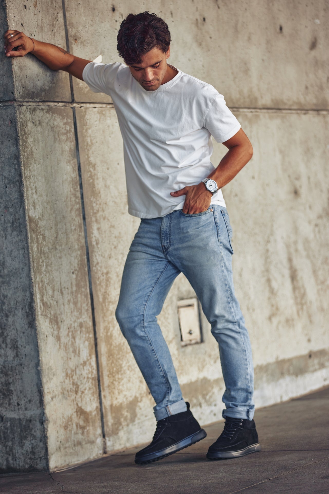 Y7113 - 2.8 Inches Taller (Black) - Nubuck Suede Moc-Toe Men's Sneak-Boots