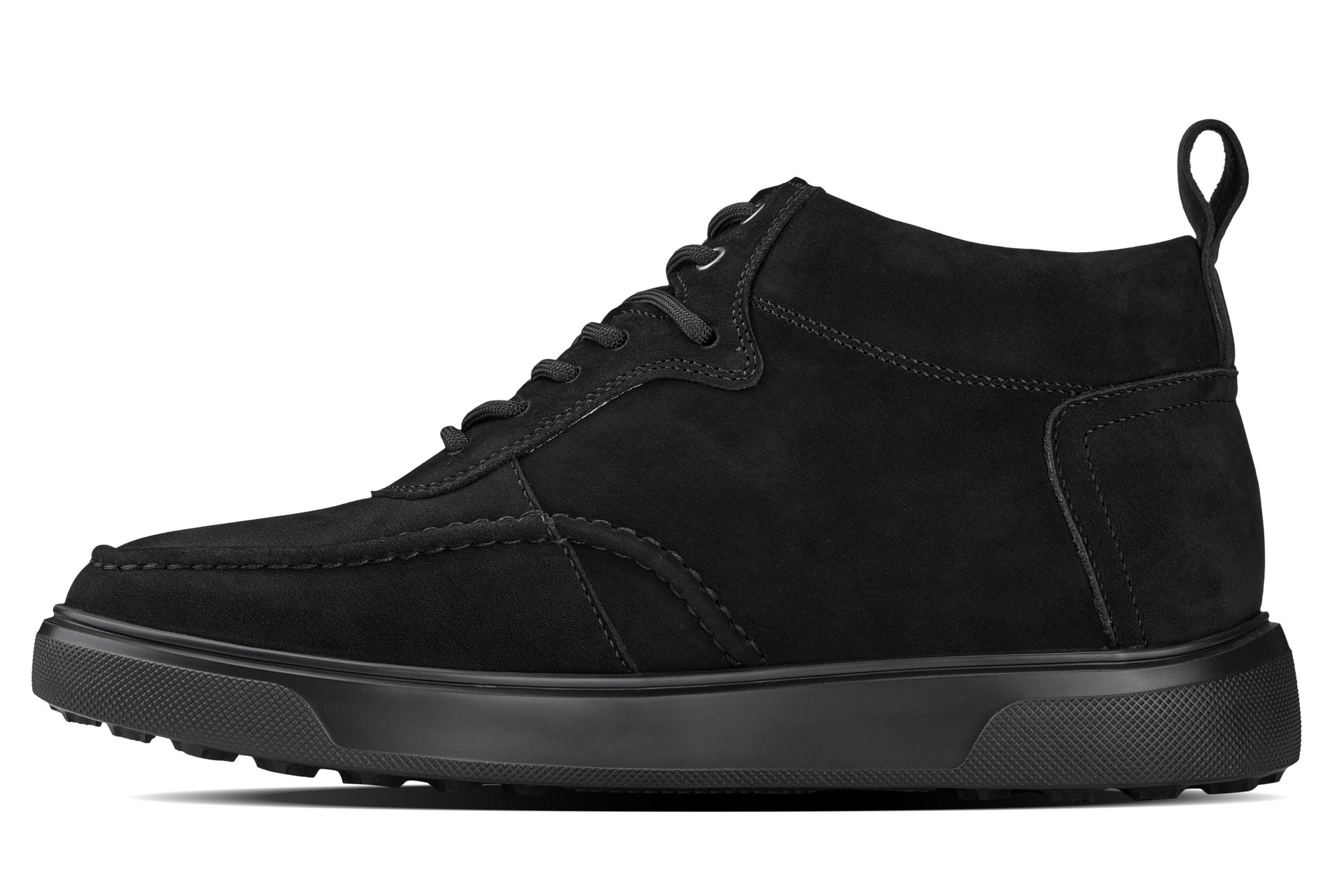 Y7113 - 2.8 Inches Taller (Black) - Nubuck Suede Moc-Toe Men's Sneak-Boots