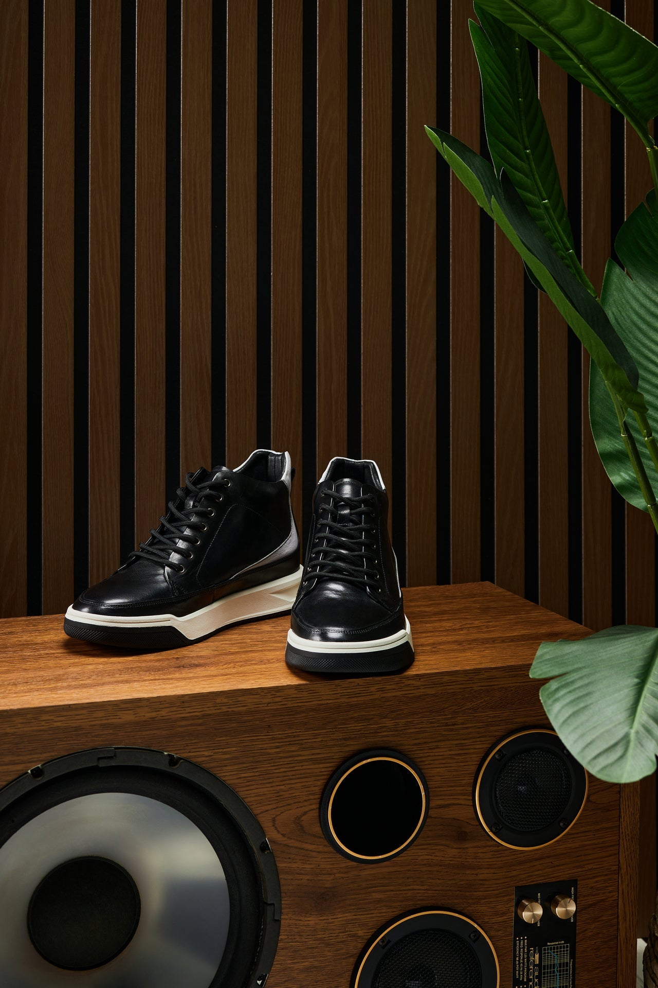 Y7150 - 2.6 Inches Taller (Black) - Leather Ankle Top Men's Sneak-Boot