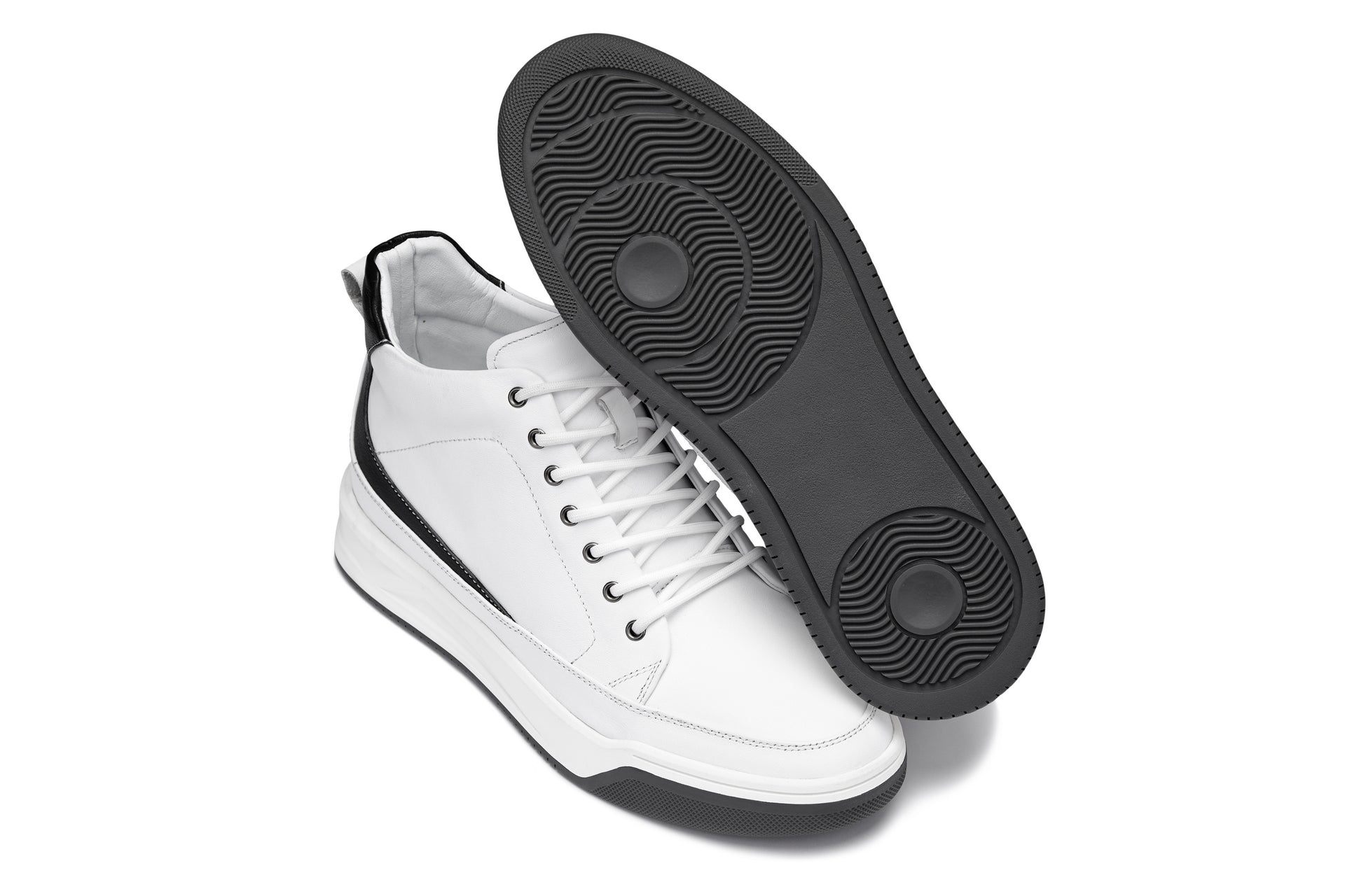 Y7151 - 2.6 Inches Taller (Off-White) - Leather Ankle Top Men's Sneak-Boot