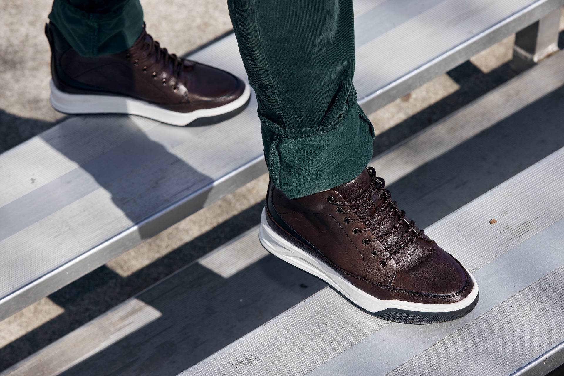 Y7152 - 2.6 Inches Taller (Coffee Brown) - Leather Ankle Top Men's Sneak-Boot