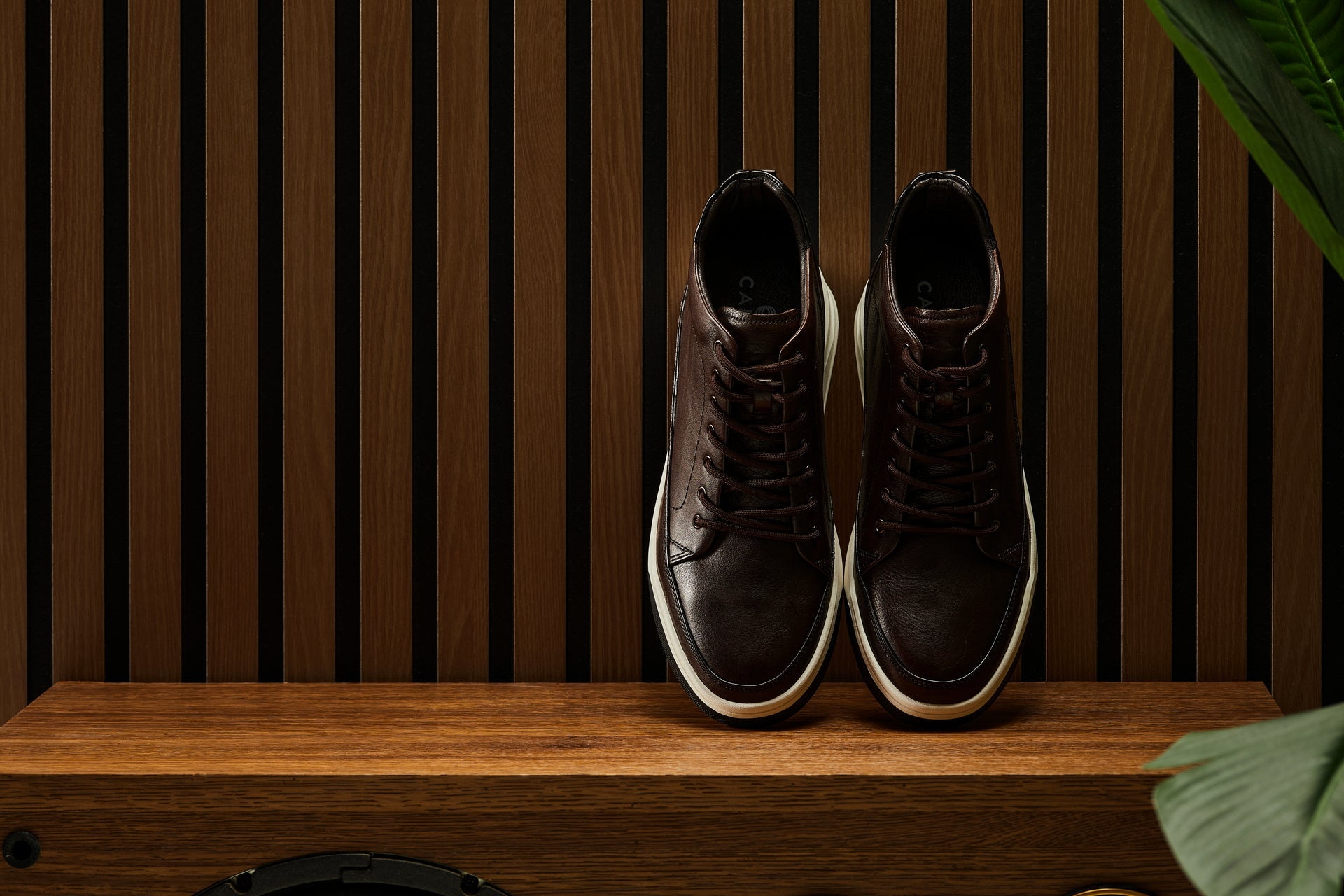 Y7152 - 2.6 Inches Taller (Coffee Brown) - Leather Ankle Top Men's Sneak-Boot