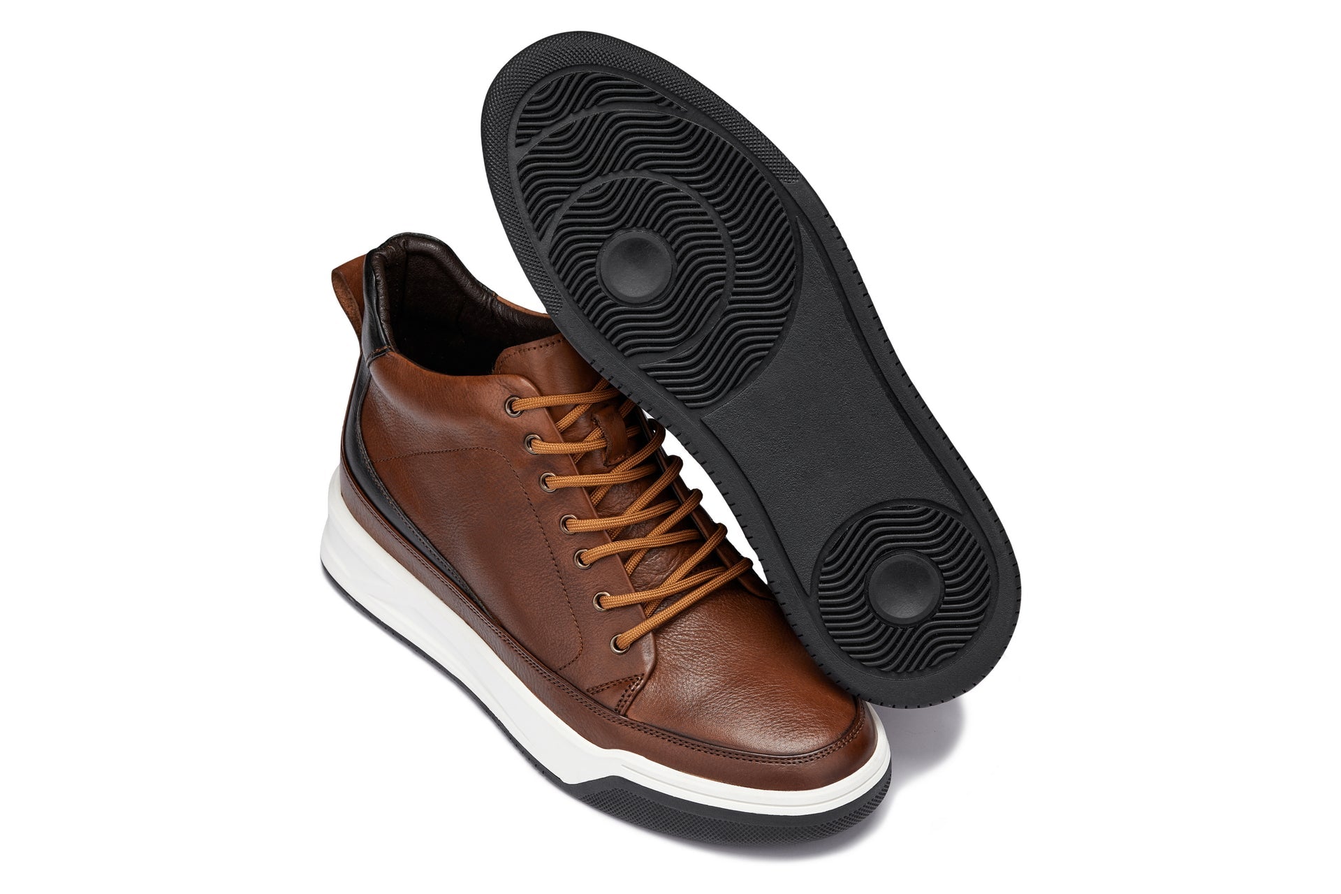 Y7153 - 2.6 Inches Taller (Brown) - Leather Ankle Top Men's Sneak-Boot