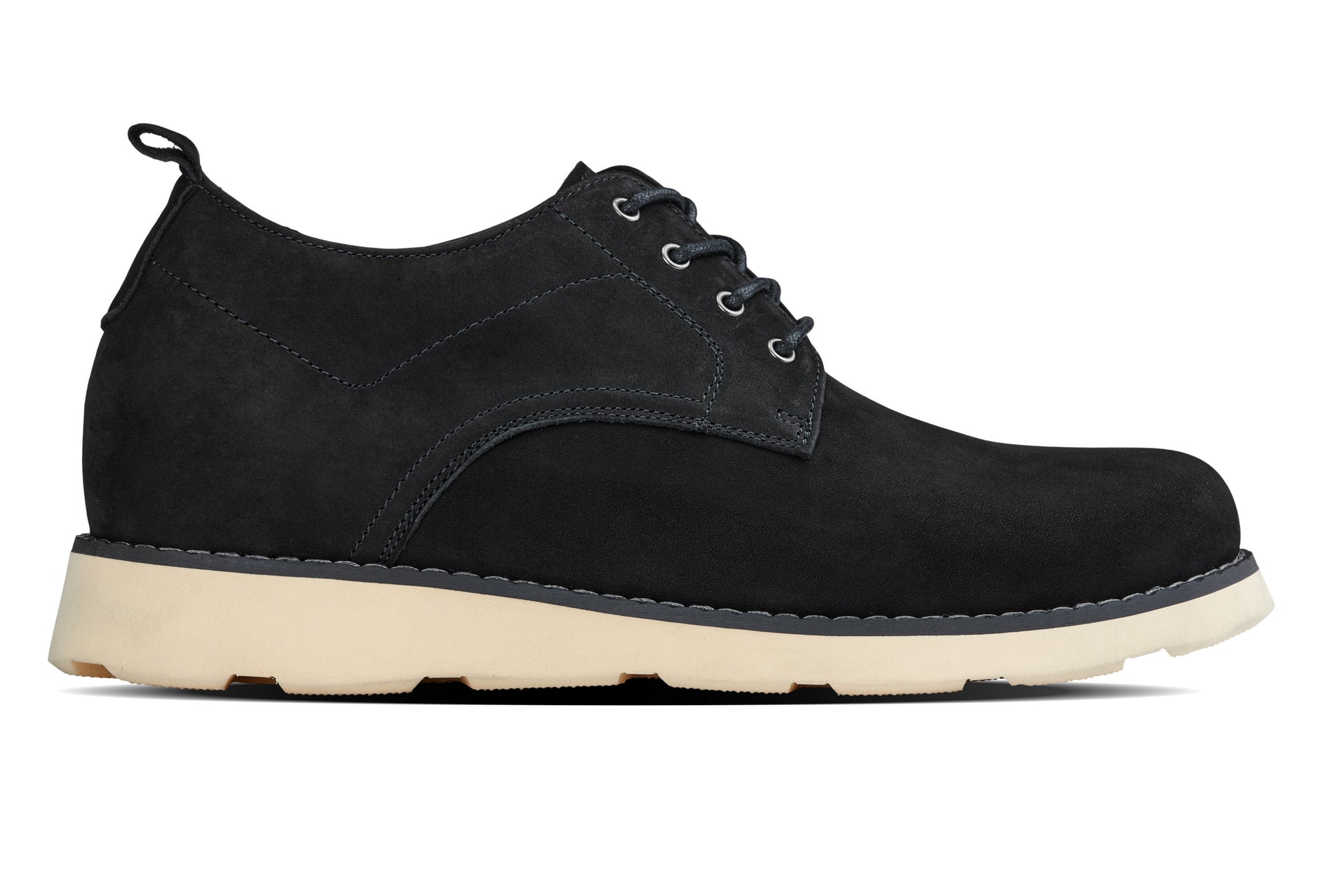 Y7261 - 2.8 Inches Taller (Black) - Nubuck Upper Wedge Sole Men's Work Boots