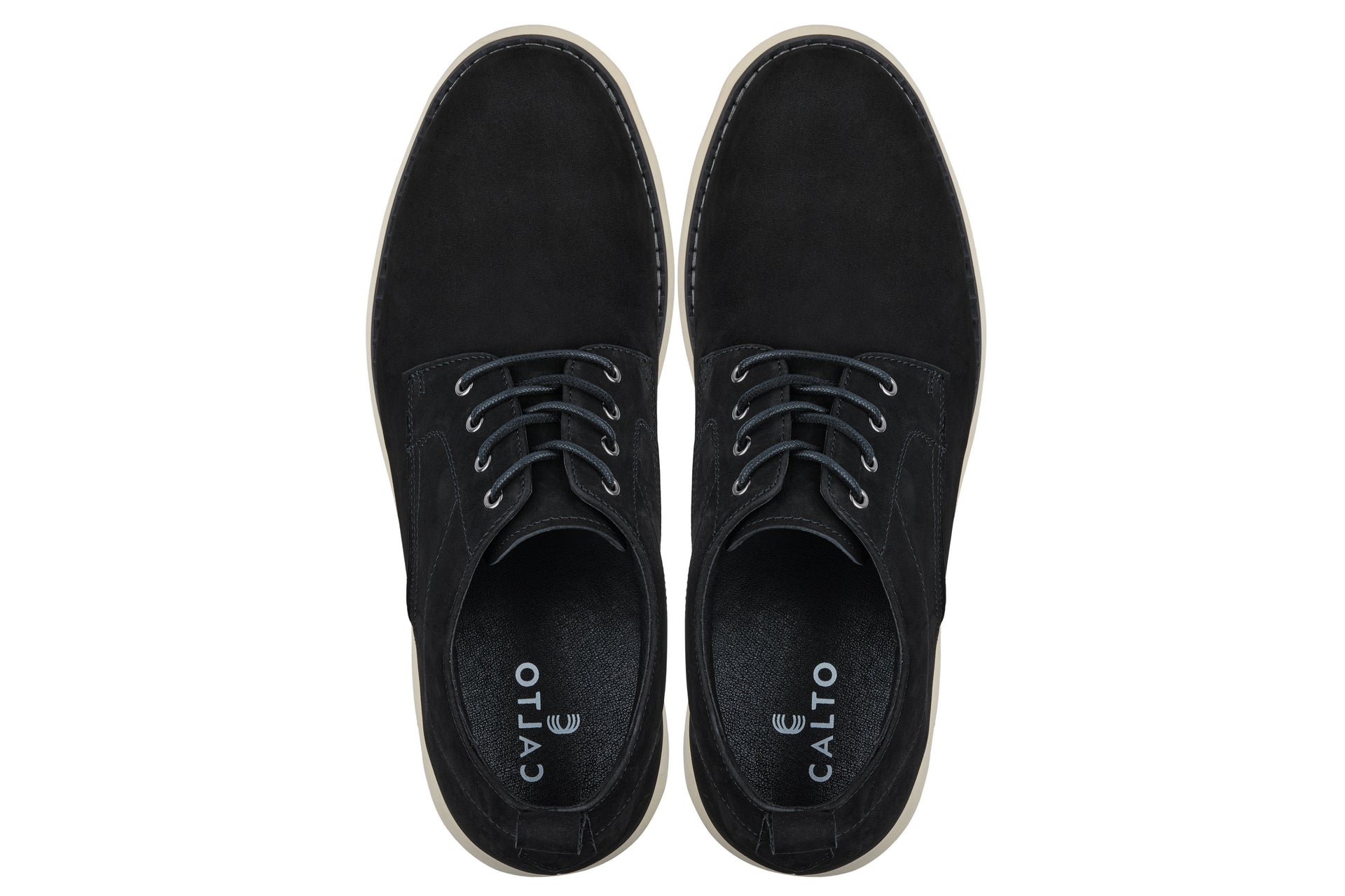 Y7261 - 2.8 Inches Taller (Black) - Nubuck Upper Wedge Sole Men's Work Boots