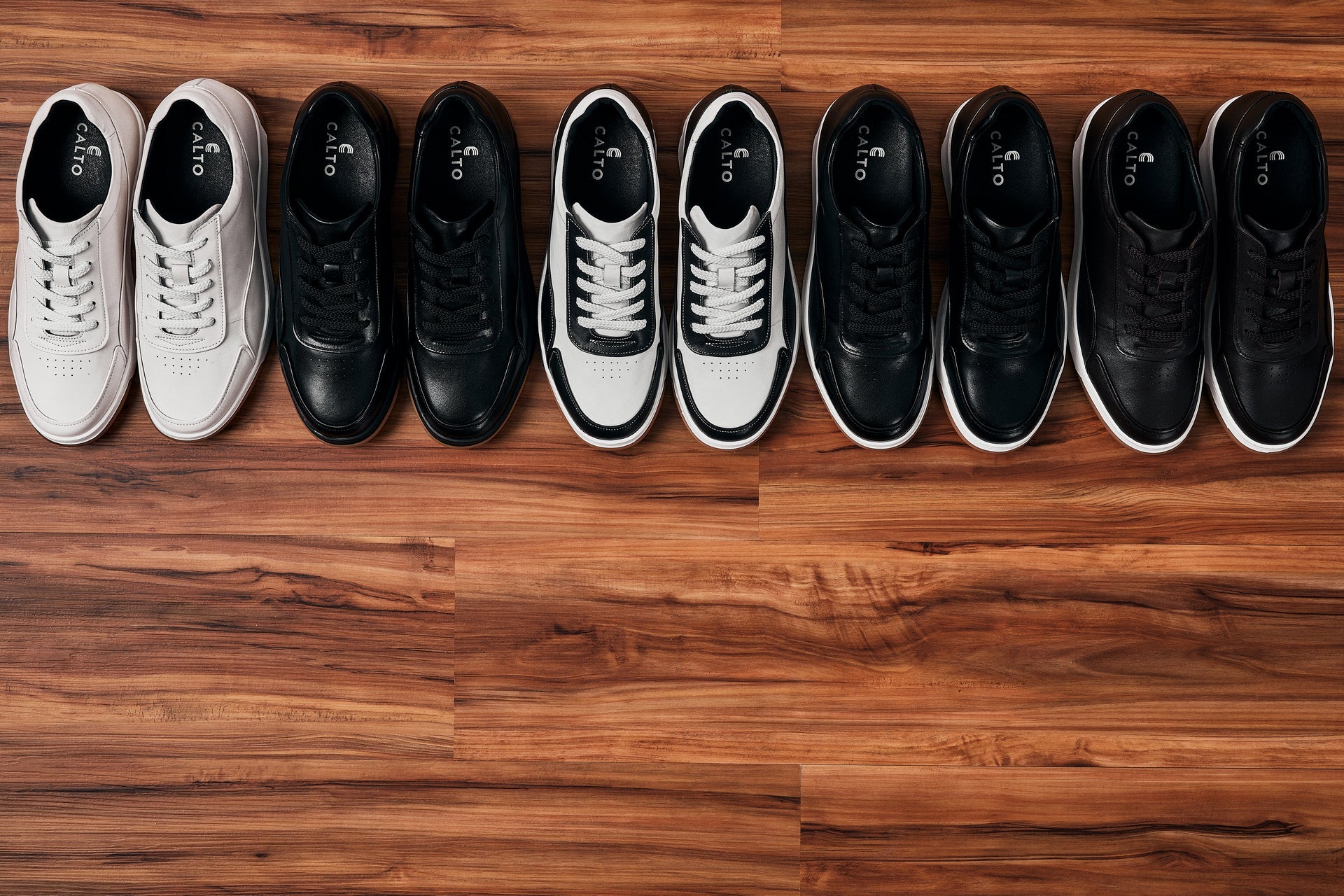Y7886 - 2.6 Inches Taller (Off-White/White & Gum Sole) - Elevated Leather Men's Sneakers