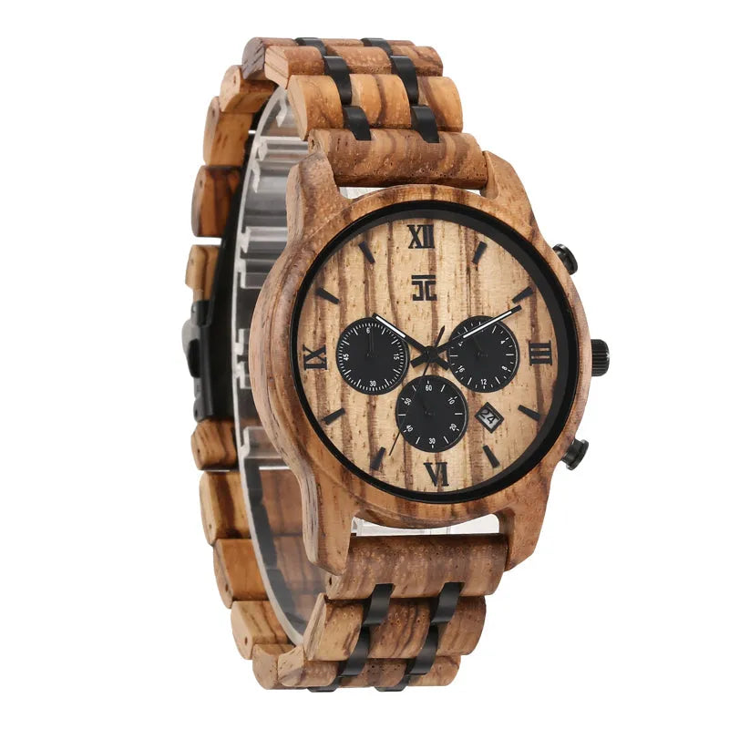 Breiler Men's Watches | Zebra Wood Chronograph