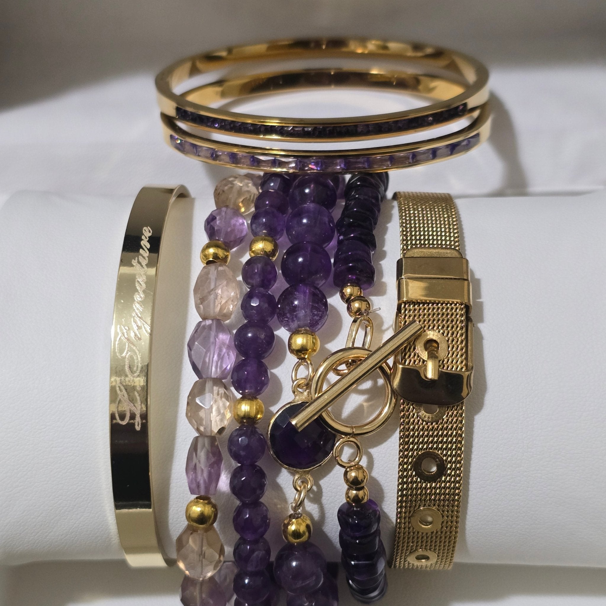 Amethyst and Ametrine Bracelet Set