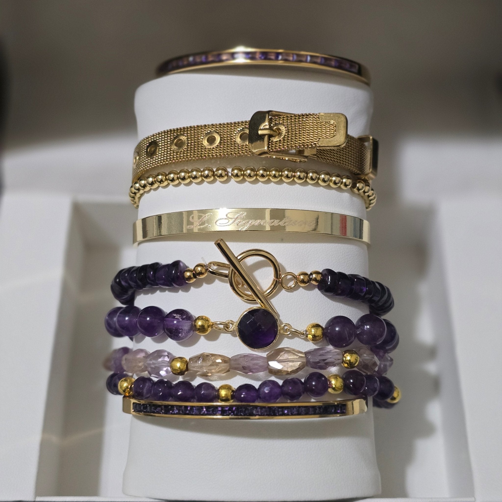 Amethyst and Ametrine Bracelet Set