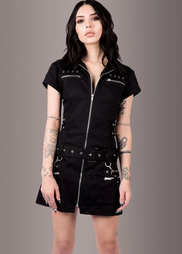 goth short dress The Bubble Goth Mini Dress Black Velvet / S