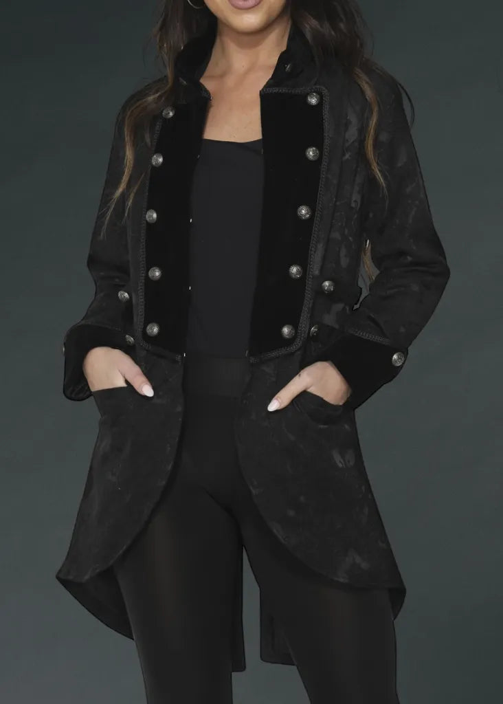 Black Pearl Pirate Brocade Victorian Coat