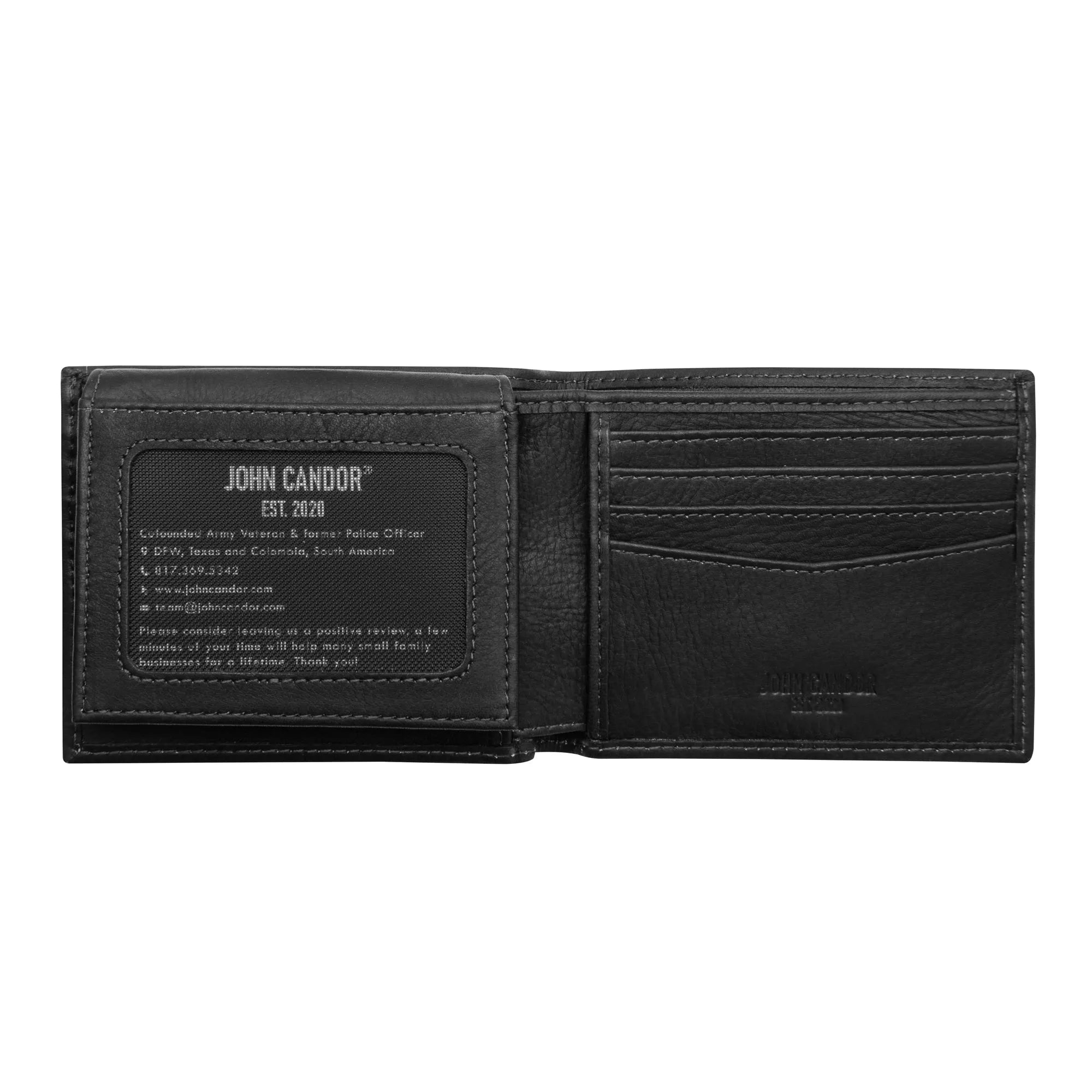 Carry-It-All Bifold Men's Leather Wallet (American Flag optional)